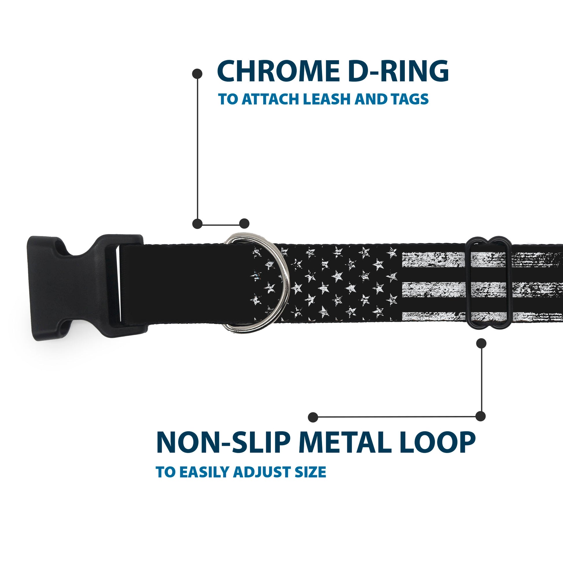 Plastic Clip Collar - FORD Oval Americana Weathered Black/White Plastic Clip Collars Ford