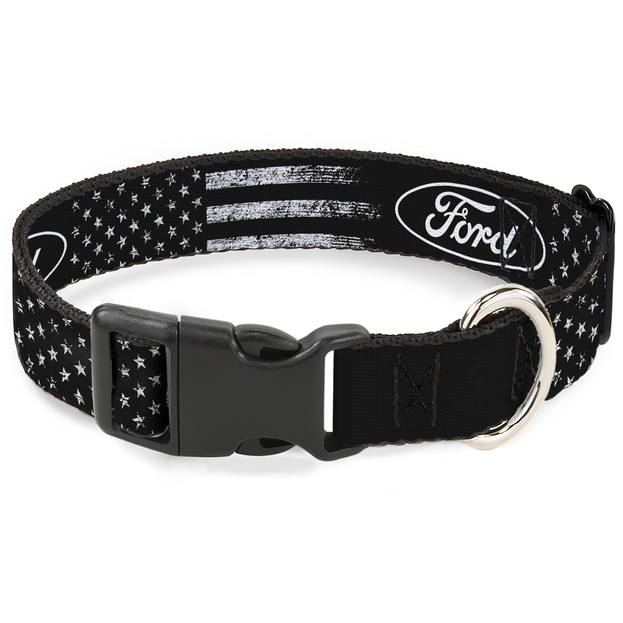 Plastic Clip Collar - FORD Oval Americana Weathered Black/White Plastic Clip Collars Ford
