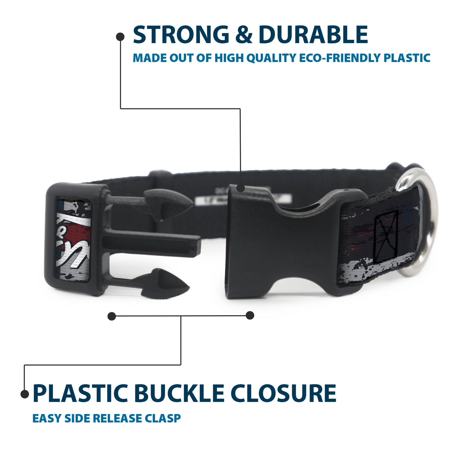 Plastic Clip Collar - FORD Script Stars and Stripes Americana Weathered Plastic Clip Collars Ford