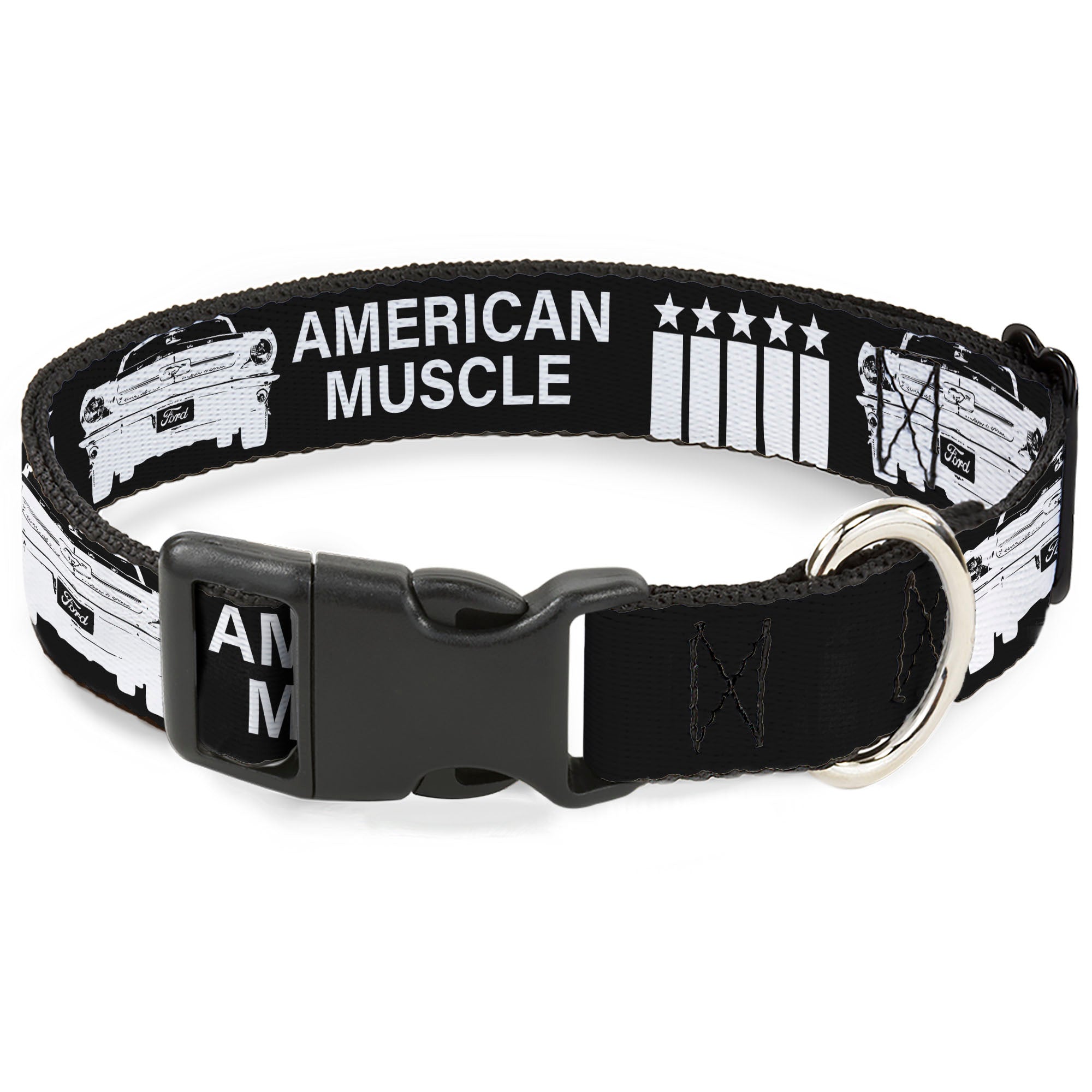 Plastic Clip Collar - Ford Mustang Grill AMERICAN MUSCLE Stars and Stripes Black/White Plastic Clip Collars Ford Mustang