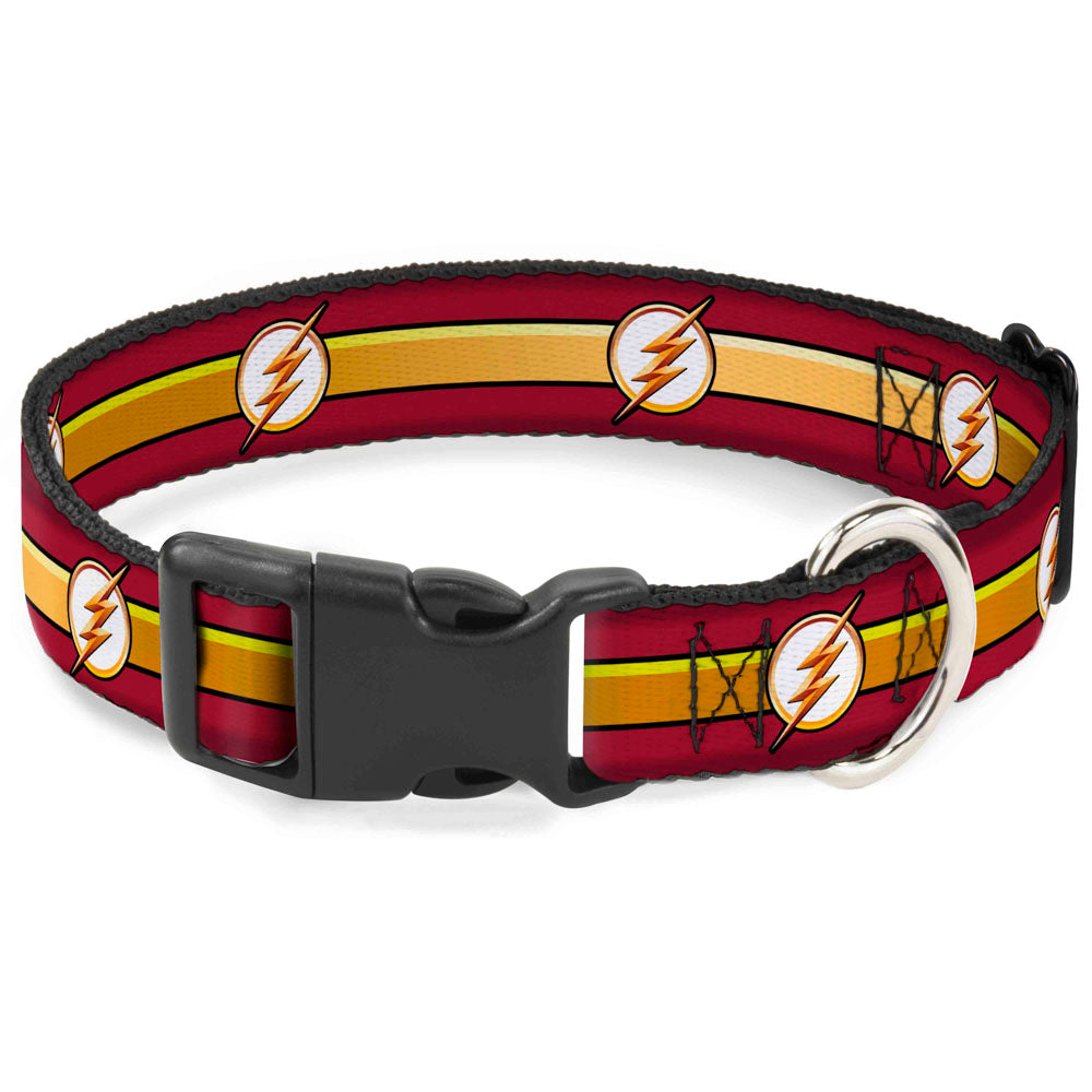 Plastic Clip Collar - The Flash Logo11/Stripe Burgundy/Black/Gold/White Plastic Clip Collars DC Comics