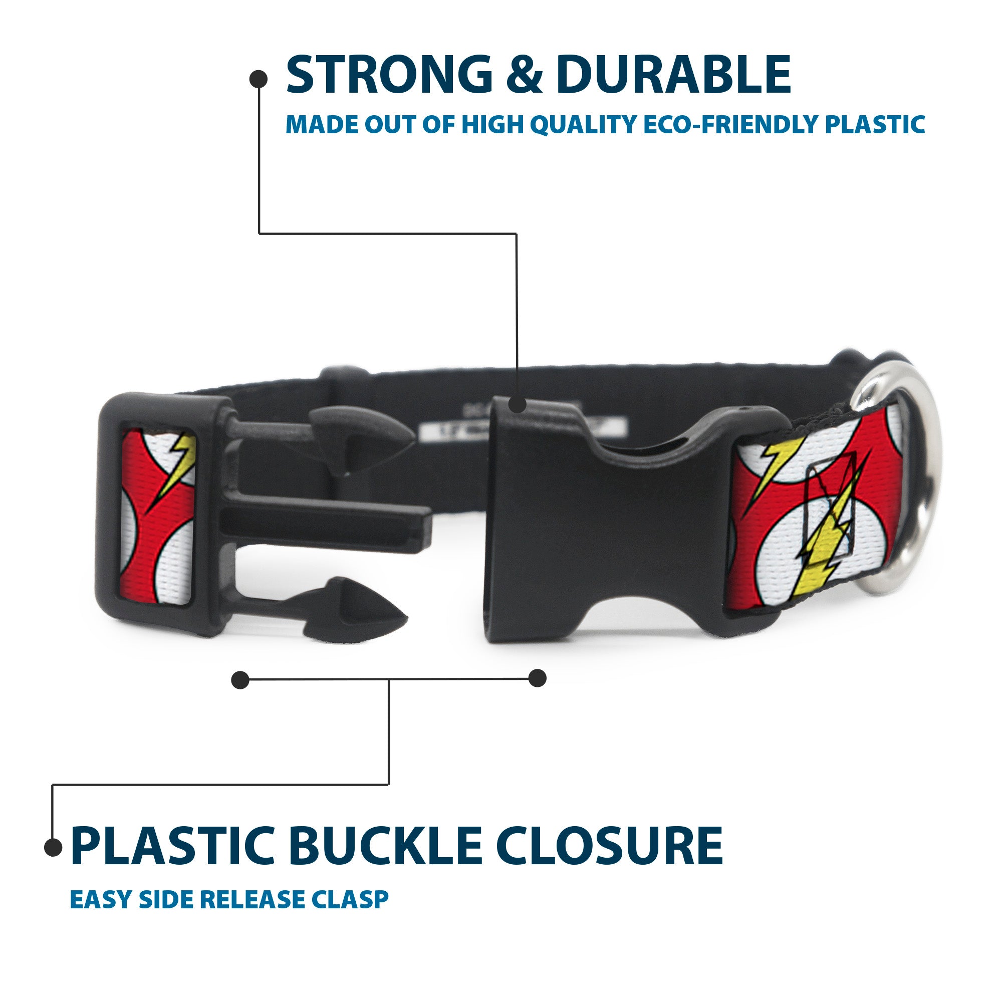 Plastic Clip Collar - Flash Logo Scattered Red/White/Yellow Plastic Clip Collars DC Comics