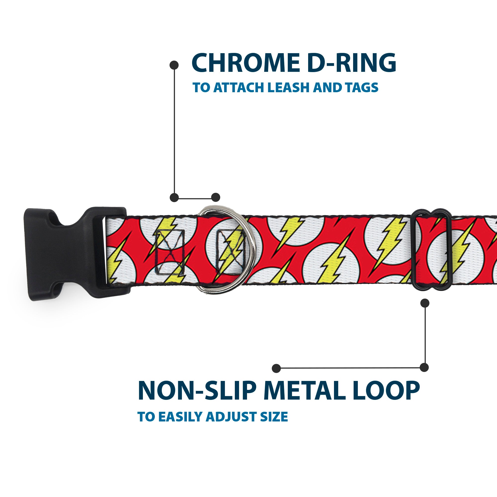 Plastic Clip Collar - Flash Logo Scattered Red/White/Yellow Plastic Clip Collars DC Comics