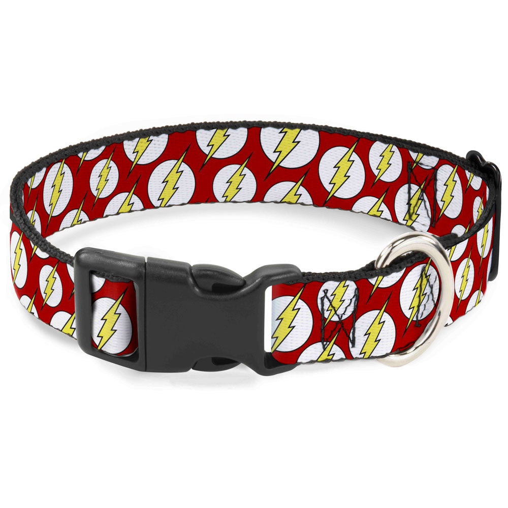 Plastic Clip Collar - Flash Logo Scattered Red/White/Yellow Plastic Clip Collars DC Comics