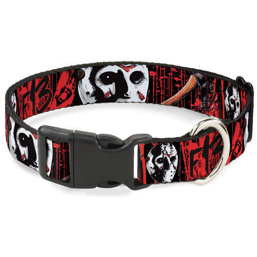 Plastic Clip Collar - FRIDAY THE 13th/Jason Mask4/Axe Blood Splatter Black/Red/White Plastic Clip Collars Friday the 13th