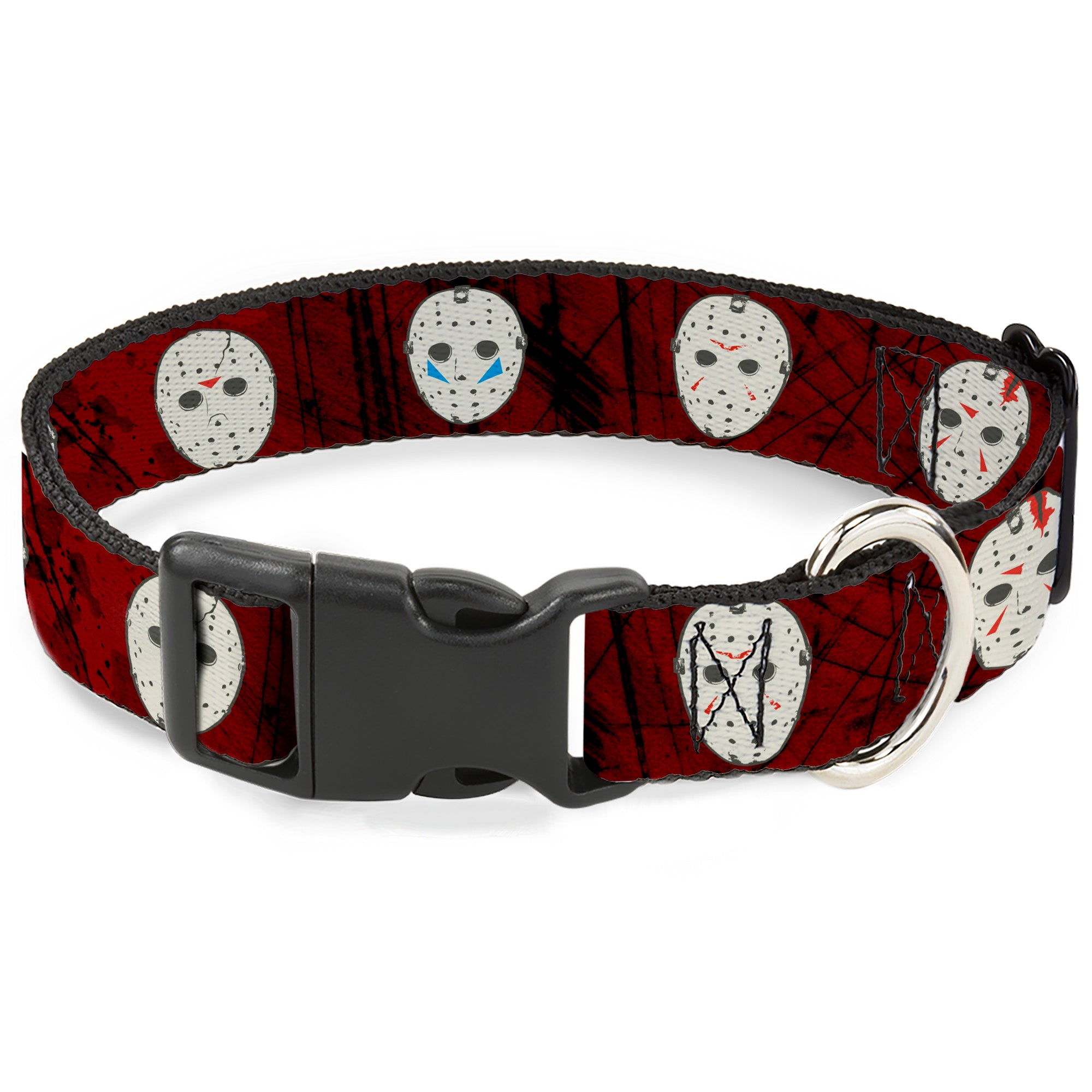 Plastic Clip Collar - Friday the 13th Hockey Mask Icons Reds Plastic Clip Collars Friday the 13th