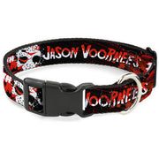 Plastic Clip Collar - FRIDAY THE 13TH JASON VOORHIES Mask Text Black/Red/White Plastic Clip Collars Friday the 13th