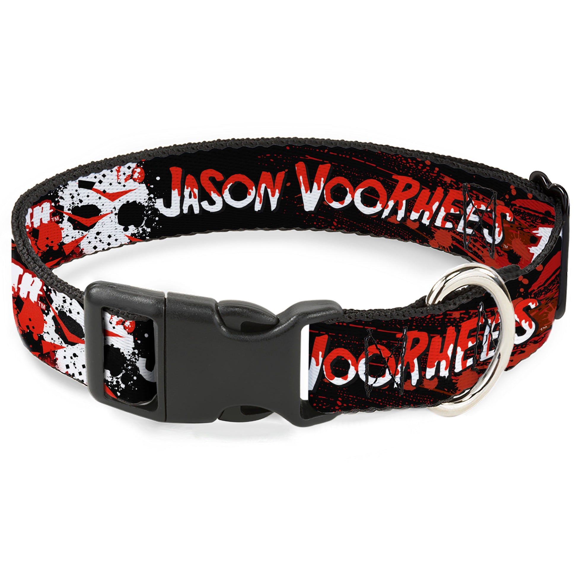 Plastic Clip Collar - FRIDAY THE 13TH JASON VOORHIES Mask Text Black/Red/White Plastic Clip Collars Friday the 13th