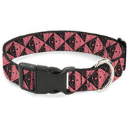 Plastic Clip Collar - Friday the 13th Jason Mask Diamond Split Black/Red Plastic Clip Collars Friday the 13th