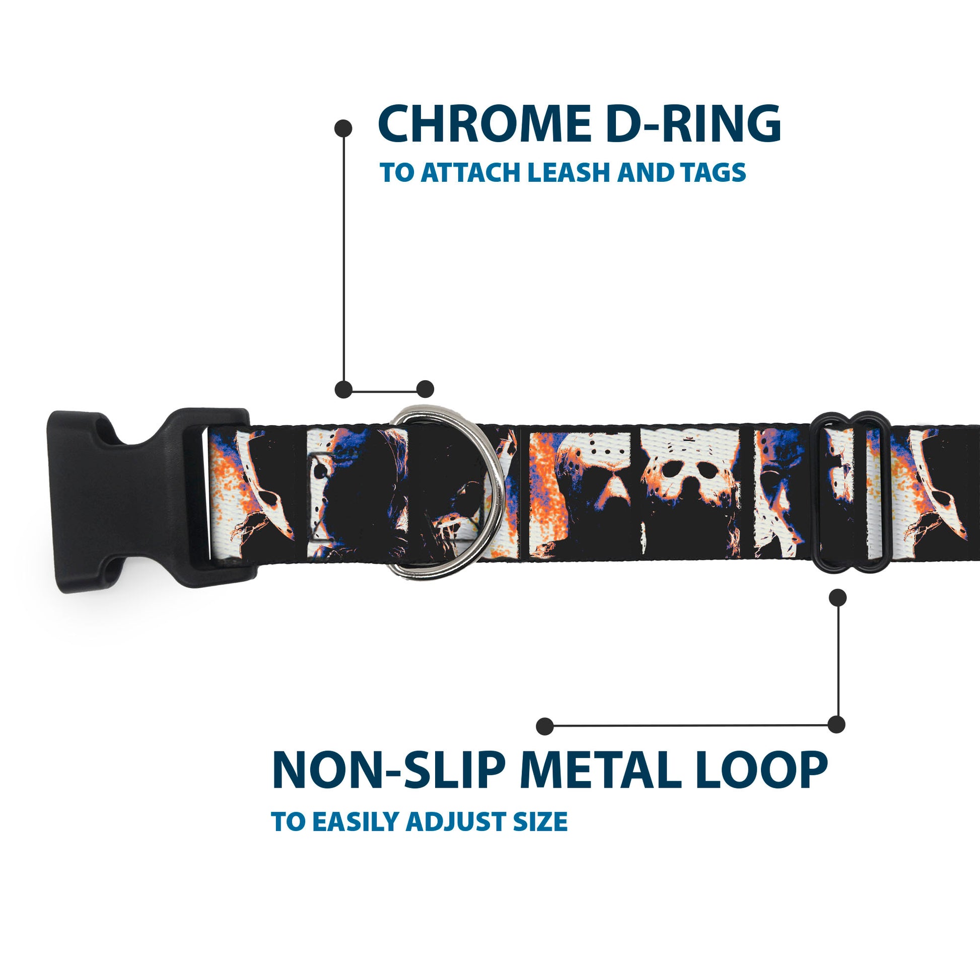 Plastic Clip Collar - Friday the 13th Jason Hockey Mask Pose Blocks Plastic Clip Collars Friday the 13th
