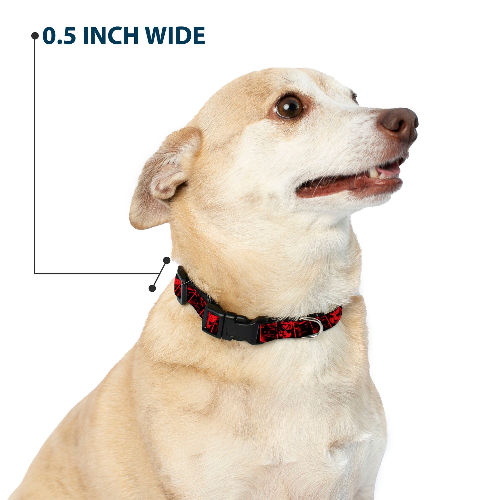 Plastic Clip Collar - Friday the 13th Jason Hockey Mask Camp Crystal Lake Blocks Black/Reds Plastic Clip Collars Friday the 13th