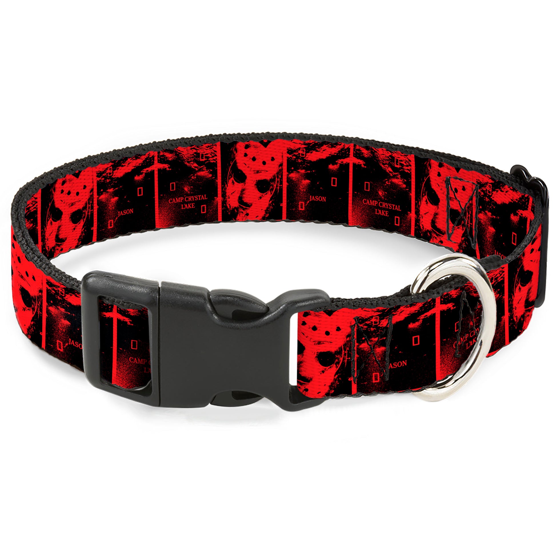 Plastic Clip Collar - Friday the 13th Jason Hockey Mask Camp Crystal Lake Blocks Black/Reds Plastic Clip Collars Friday the 13th