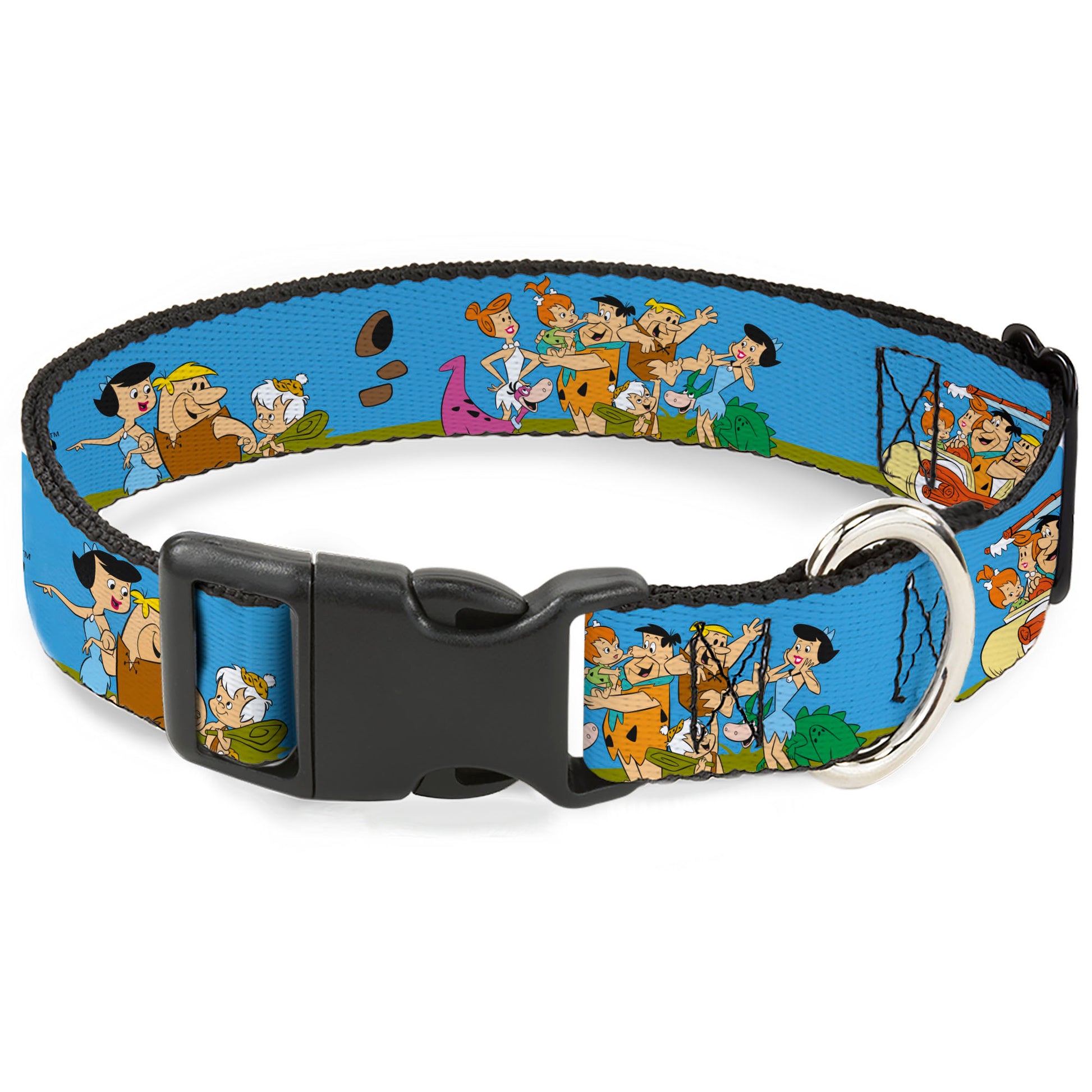 Plastic Clip Collar - The Flintstones and Rubbles Group Pose/Logo Blue Plastic Clip Collars The Flintstones