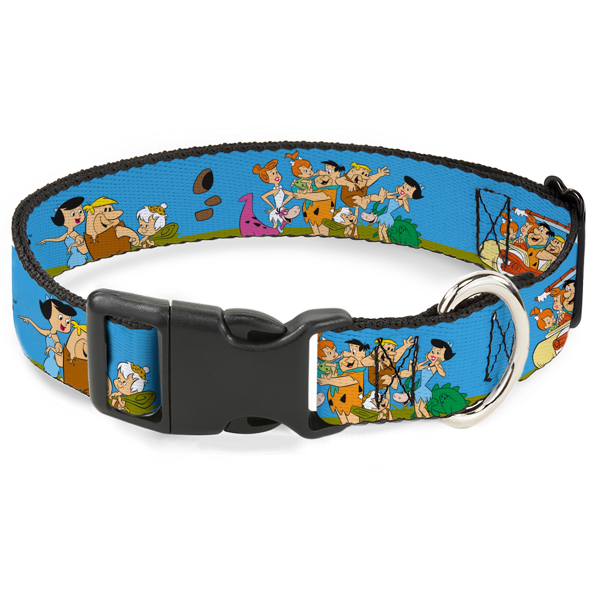 Plastic Clip Collar - The Flintstones and Rubbles Group Pose/Logo Blue Plastic Clip Collars The Flintstones
