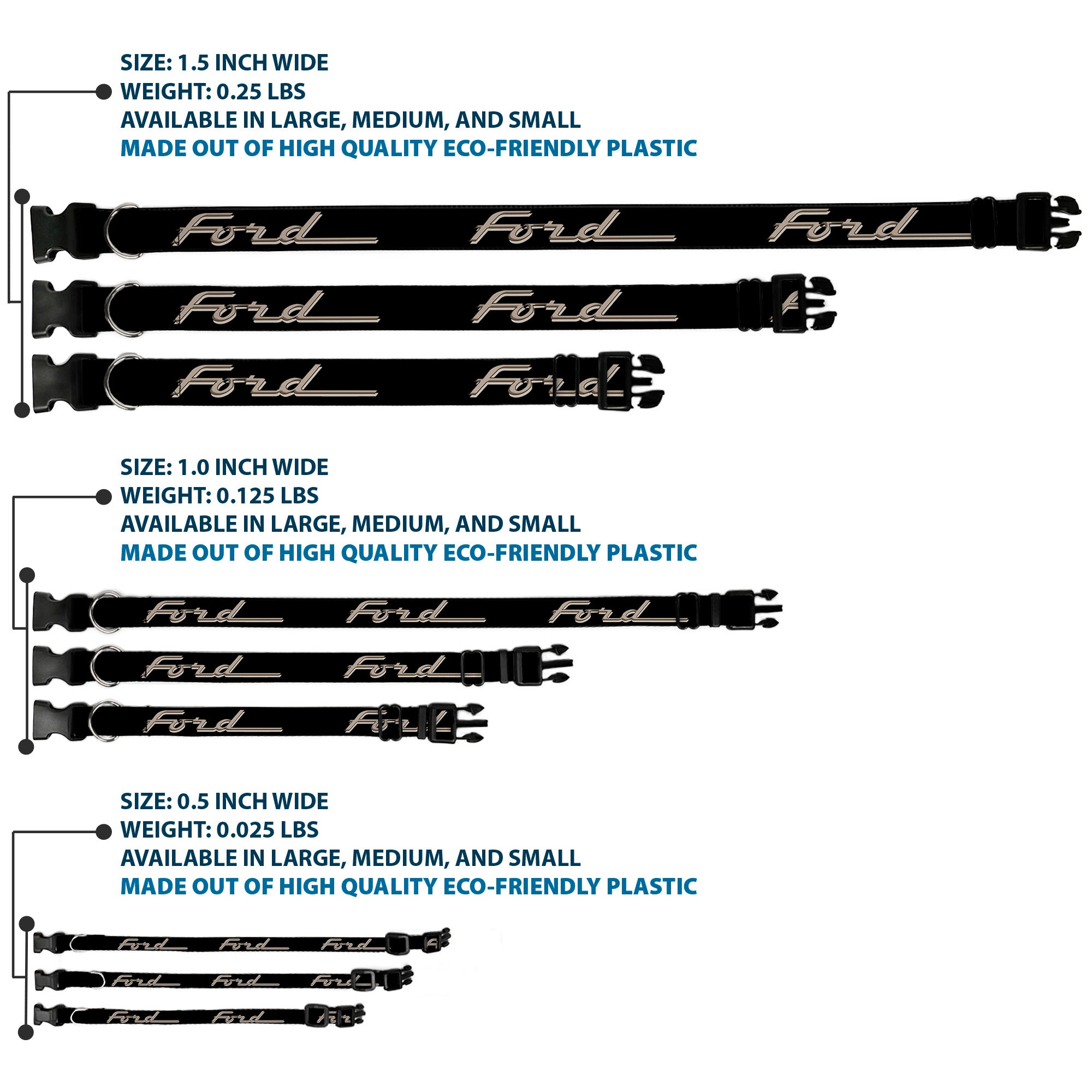 Plastic Clip Collar - FORD F-100 Script Black/Tan-Gray Plastic Clip Collars Ford