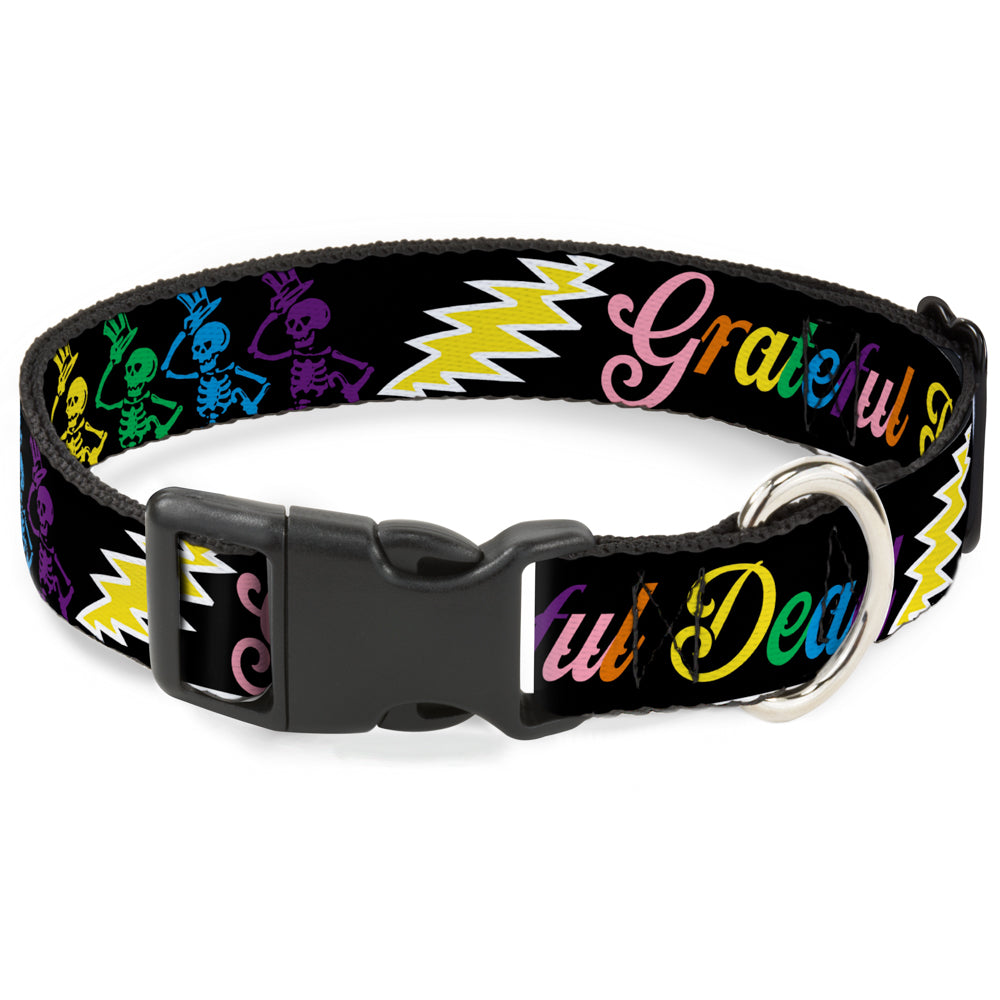 Plastic Clip Collar - Grateful Dead Script w/Bears & Skeletons Black/Multi Color Plastic Clip Collars Grateful Dead