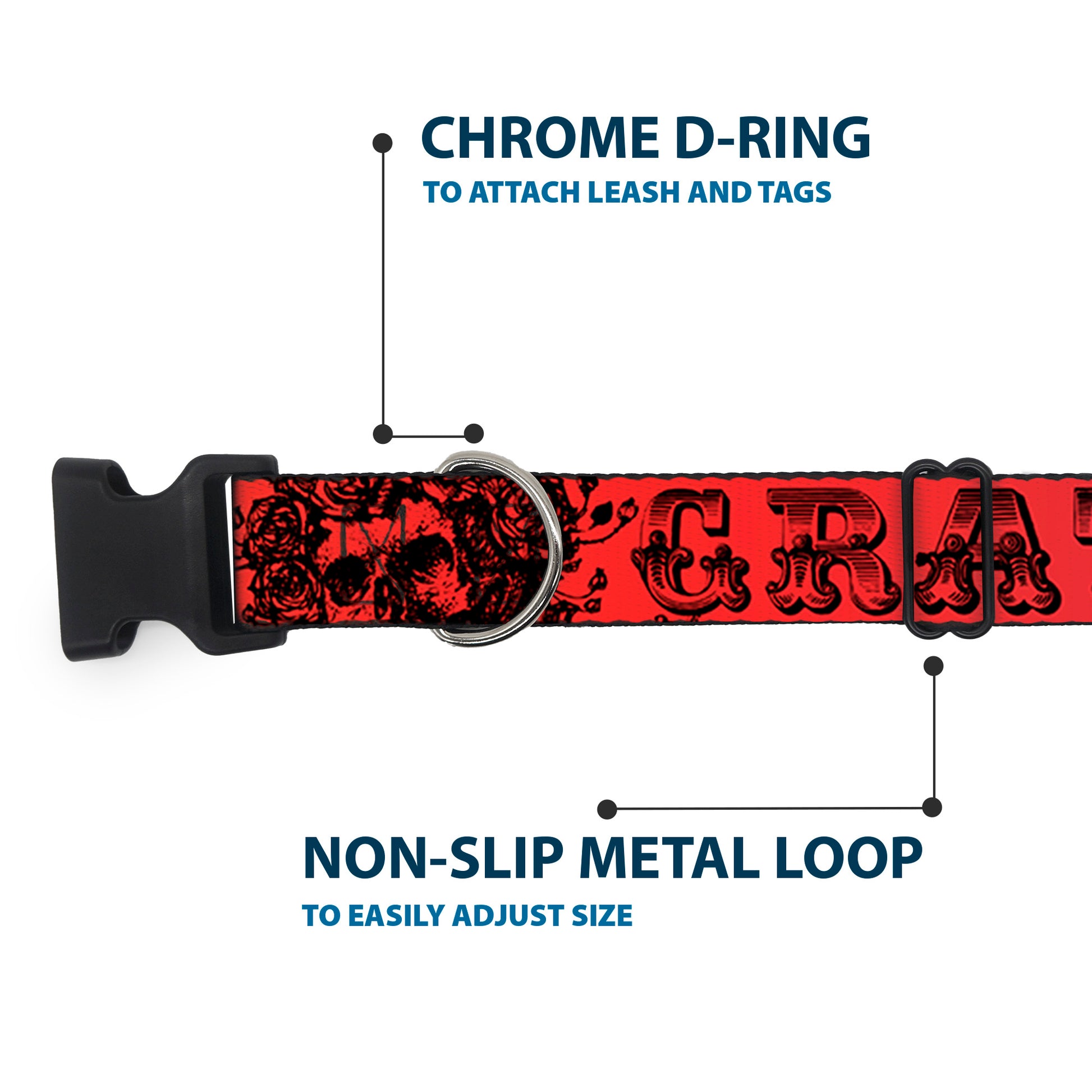 Plastic Clip Collar - Grateful Dead Text w/Skull & Roses Rainbow Fade Plastic Clip Collars Grateful Dead