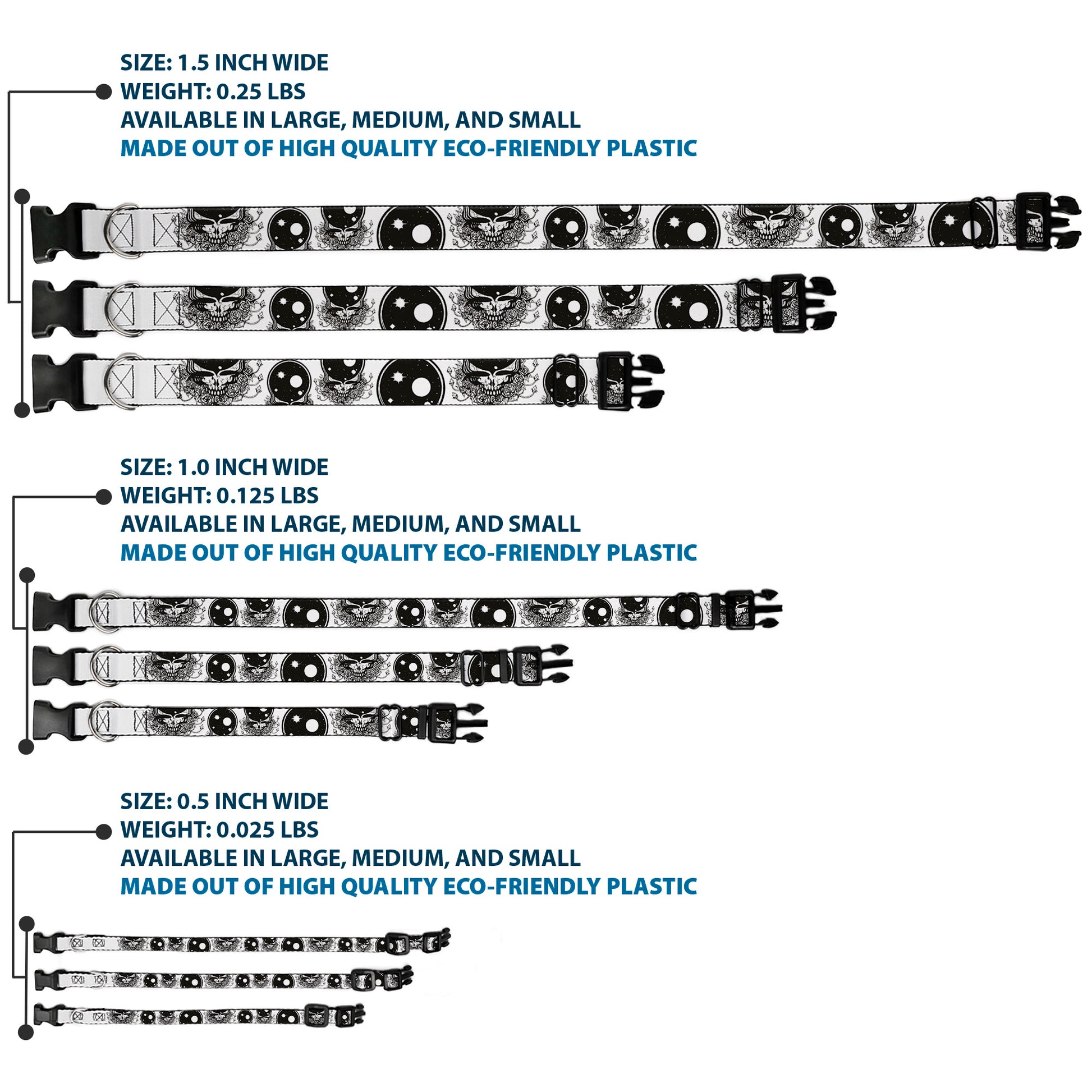 Plastic Clip Collar - Space Your Face White/Black Plastic Clip Collars Grateful Dead