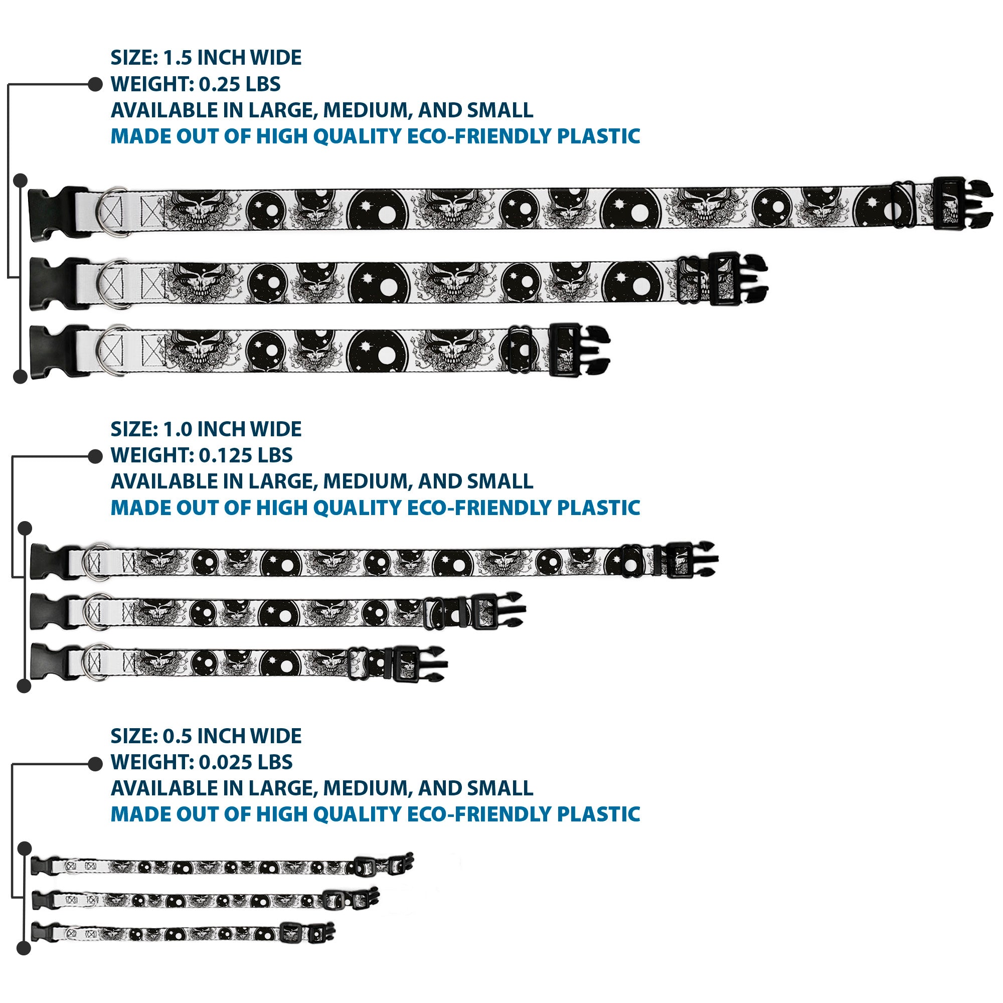 Plastic Clip Collar - Space Your Face White/Black Plastic Clip Collars Grateful Dead