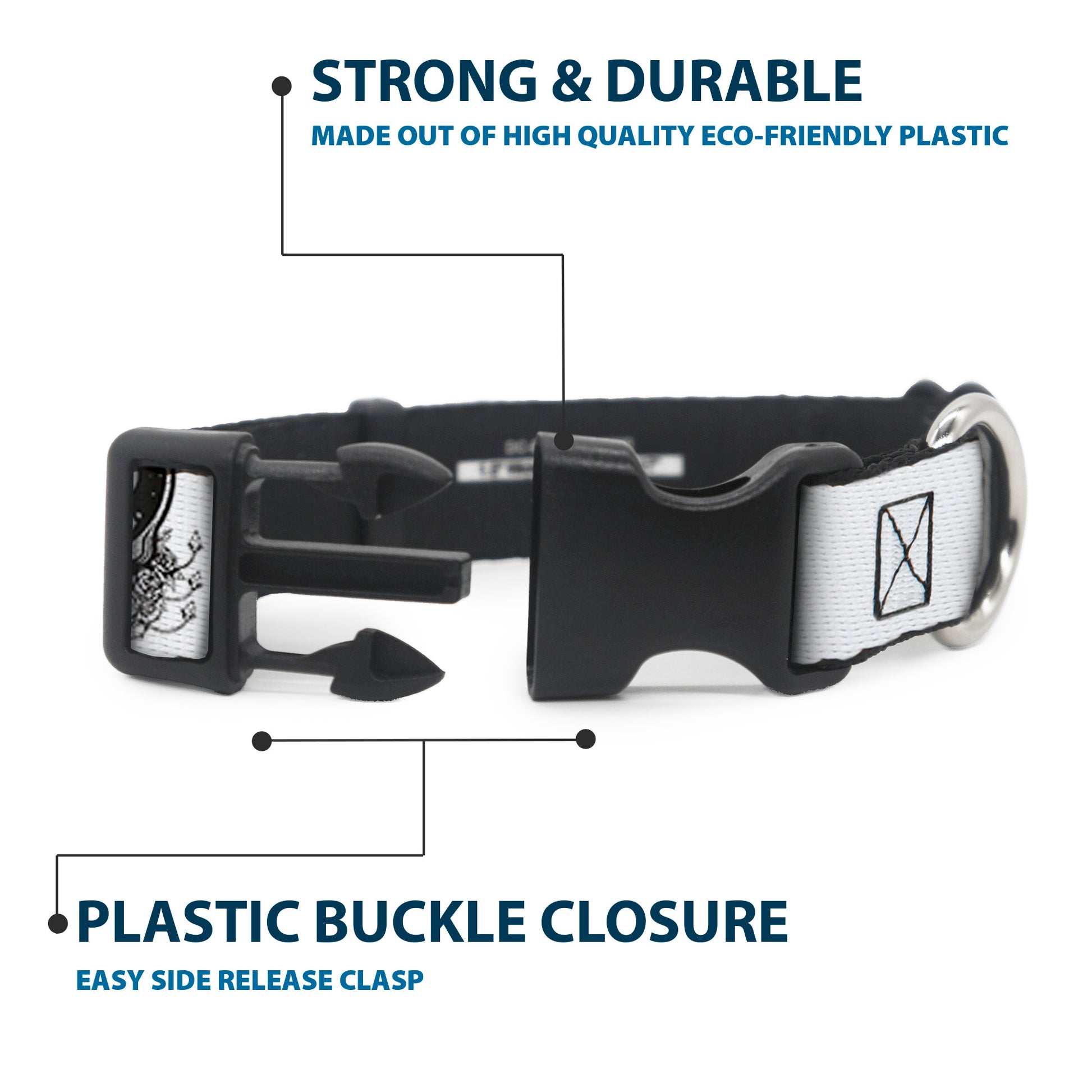 Plastic Clip Collar - Space Your Face White/Black Plastic Clip Collars Grateful Dead