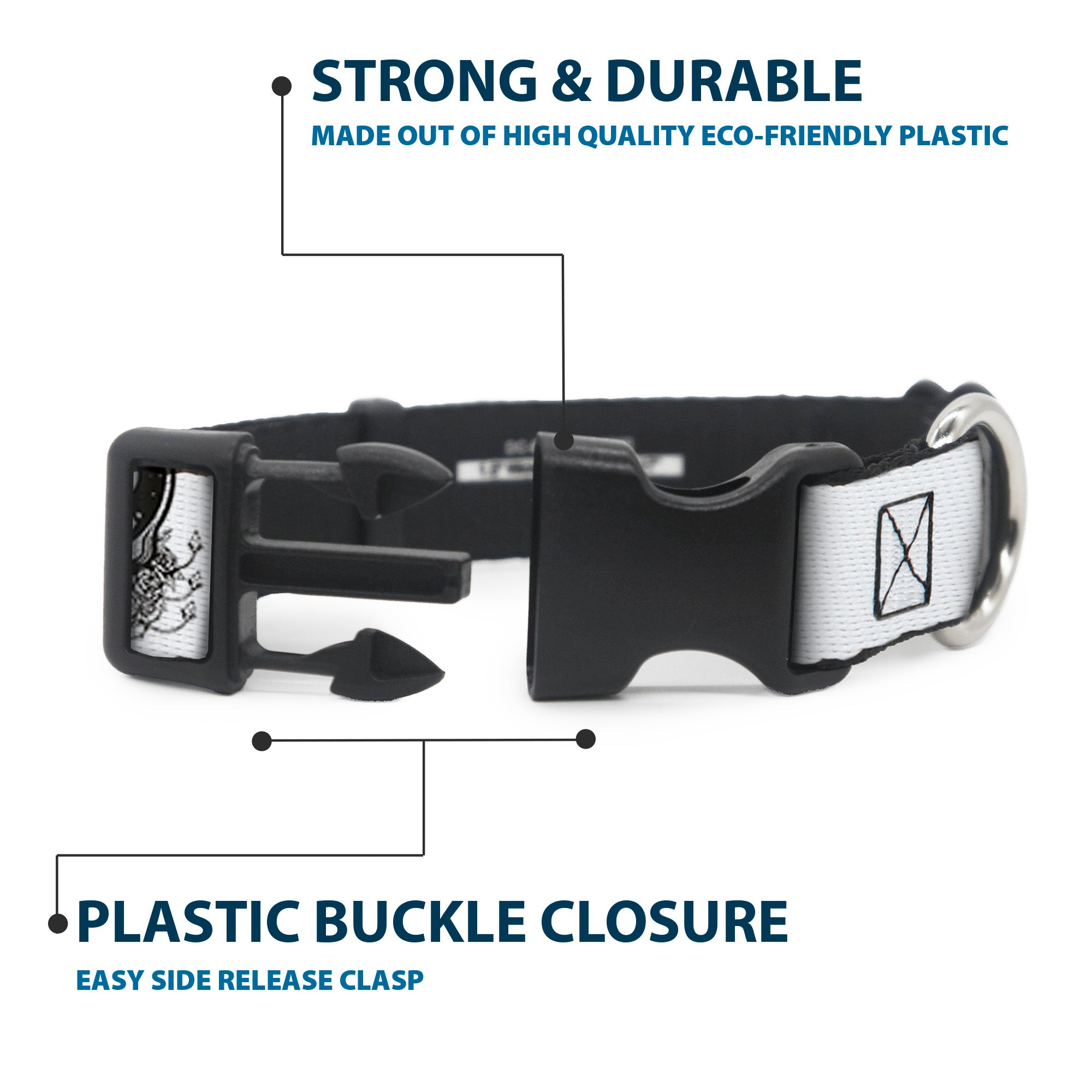 Plastic Clip Collar - Space Your Face White/Black Plastic Clip Collars Grateful Dead