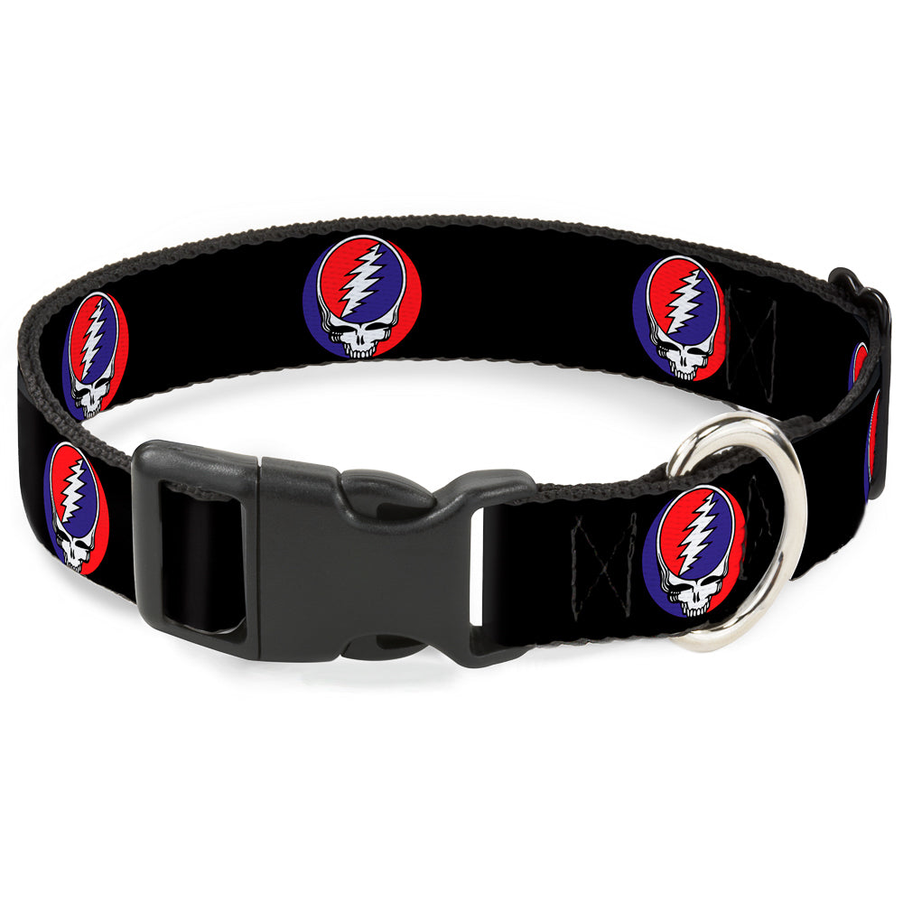 Plastic Clip Collar - Steal Your Face Repeat Black/Color Plastic Clip Collars Grateful Dead