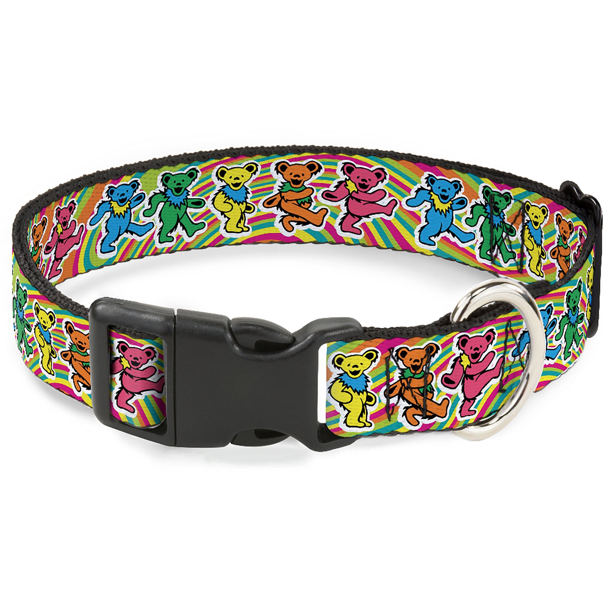 Plastic Clip Collar - Grateful Dead Dancing Bears Swirl Multi Color Plastic Clip Collars Grateful Dead