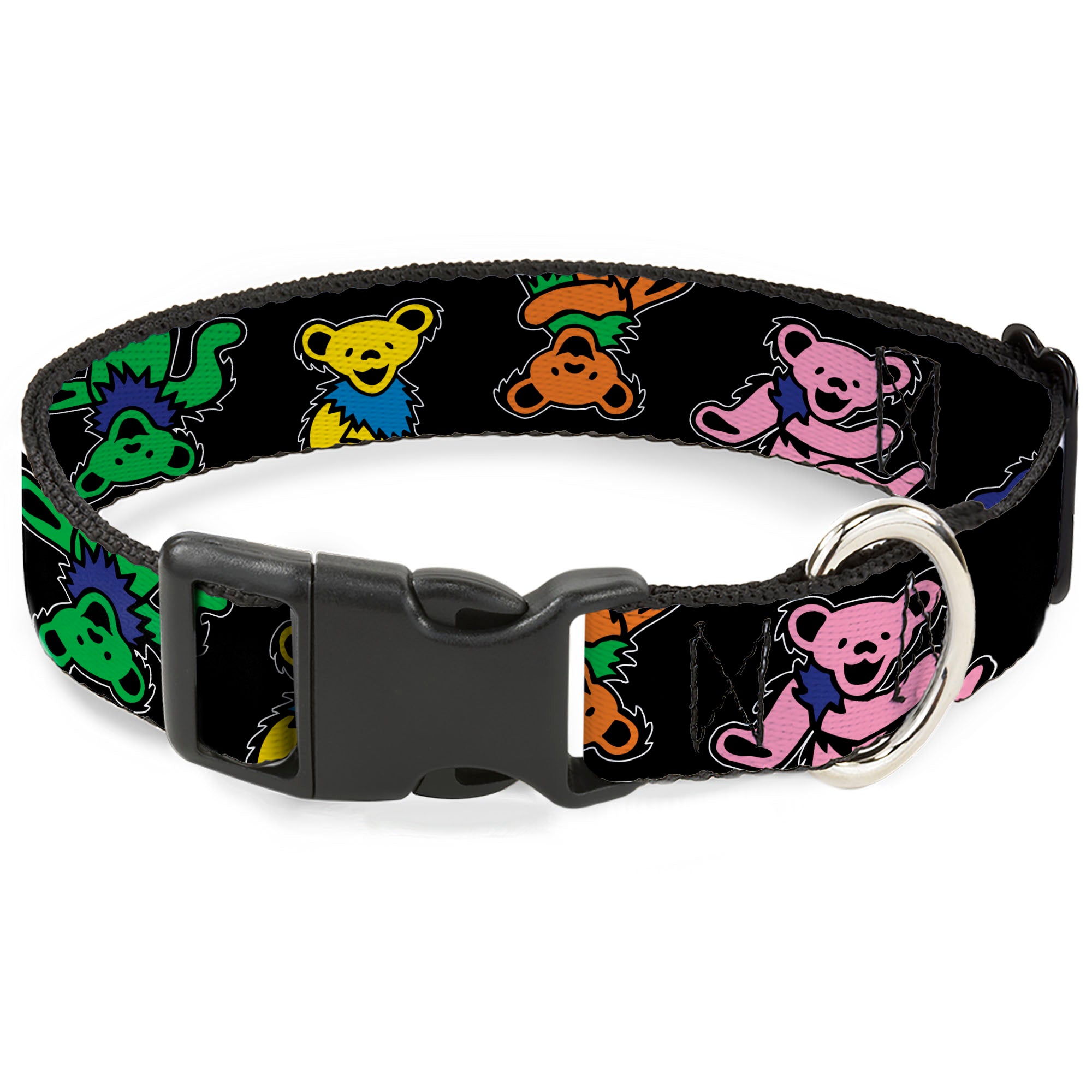 Plastic Clip Collar - Grateful Dead Dancing Bears Close-Up Black/Multi Color Plastic Clip Collars Grateful Dead