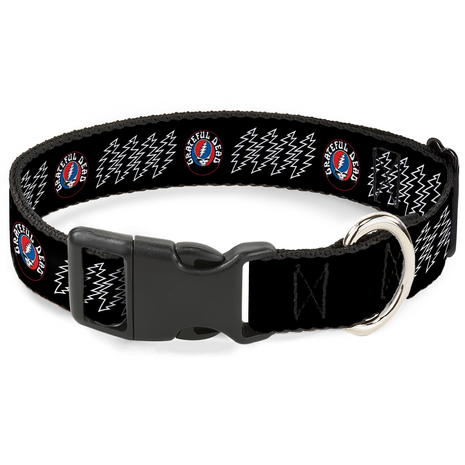 Plastic Clip Collar - GRATEFUL DEAD Steal Your Face and Bolts Black/White Plastic Clip Collars Grateful Dead