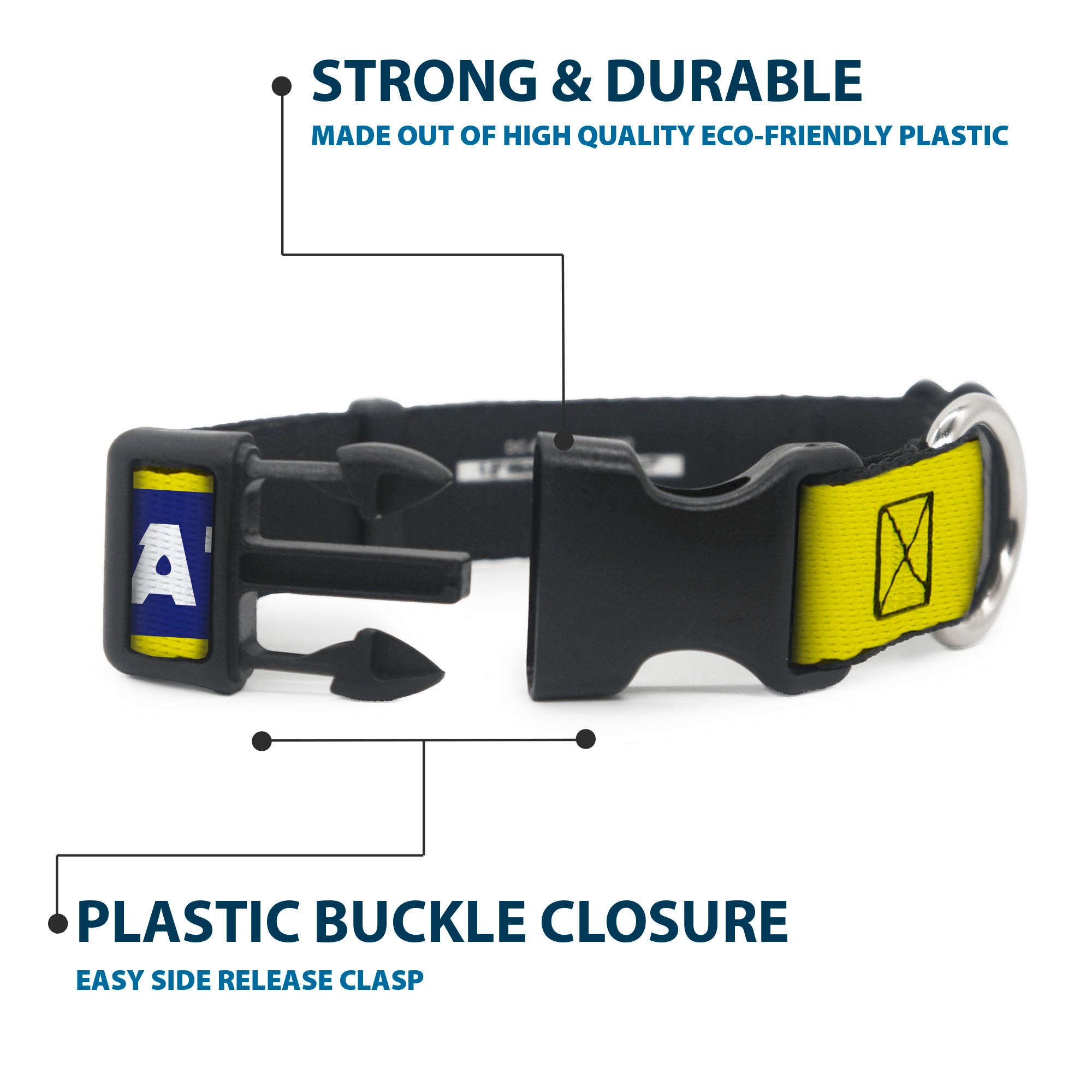 Plastic Clip Collar - GRATEFUL DEAD Text Box and Steal Your Face Logo Yellow/Blue/White Plastic Clip Collars Grateful Dead