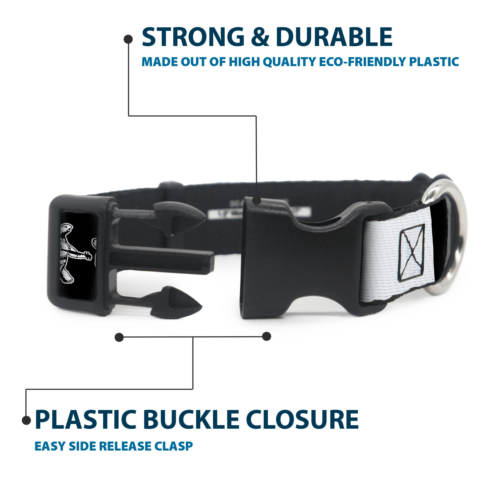 Plastic Clip Collar - Grateful Dead Dancing Terrapin Blocks Black/White Plastic Clip Collars Grateful Dead