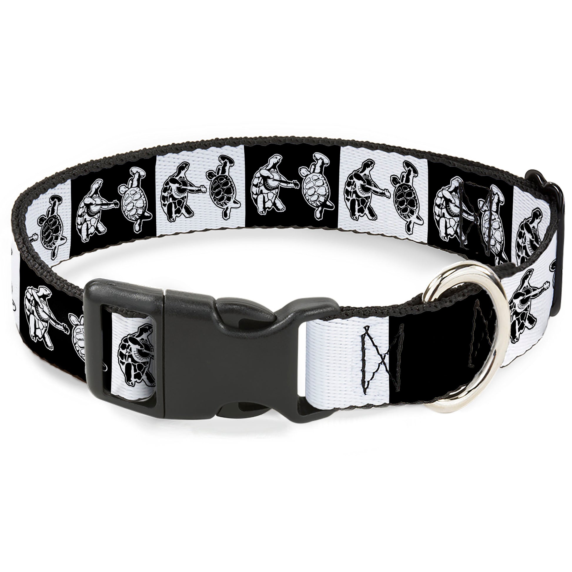 Plastic Clip Collar - Grateful Dead Dancing Terrapin Blocks Black/White Plastic Clip Collars Grateful Dead