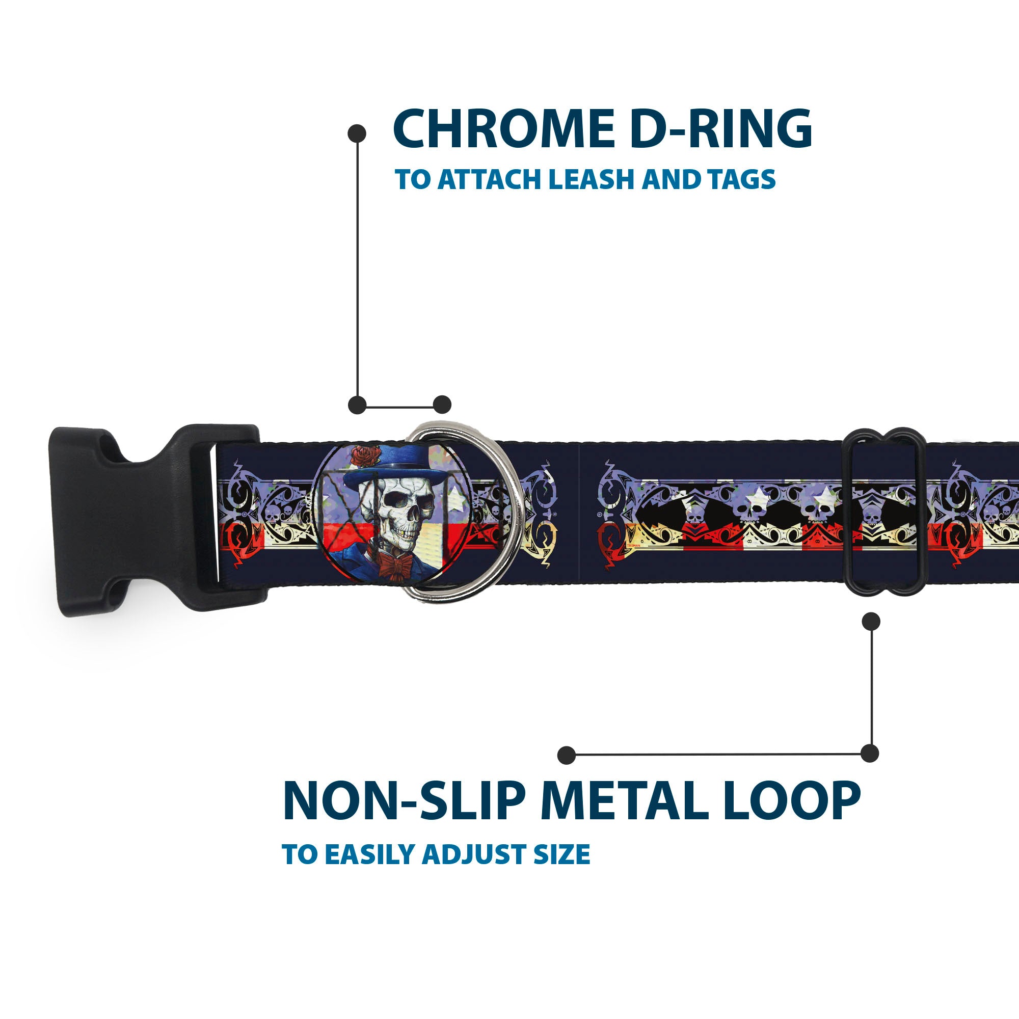 Plastic Clip Collar - Grateful Dead Dave's Picks Skeleton Americana Bonus Art Plastic Clip Collars Grateful Dead