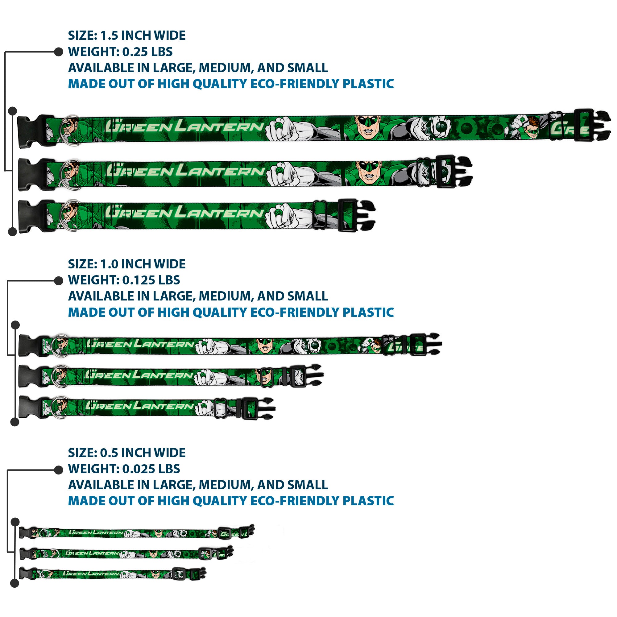 Plastic Clip Collar - Green Lantern Green Glow w/Text Plastic Clip Collars DC Comics