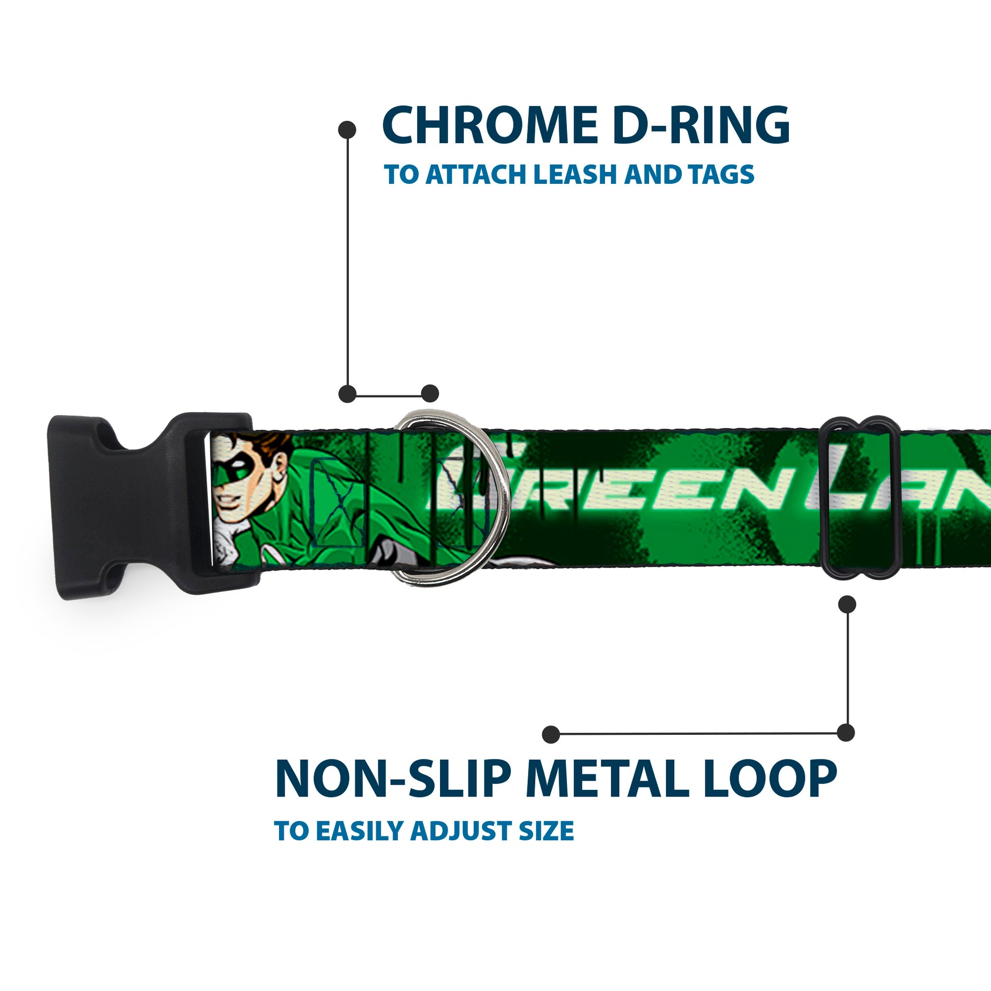 Plastic Clip Collar - Green Lantern Green Glow w/Text Plastic Clip Collars DC Comics