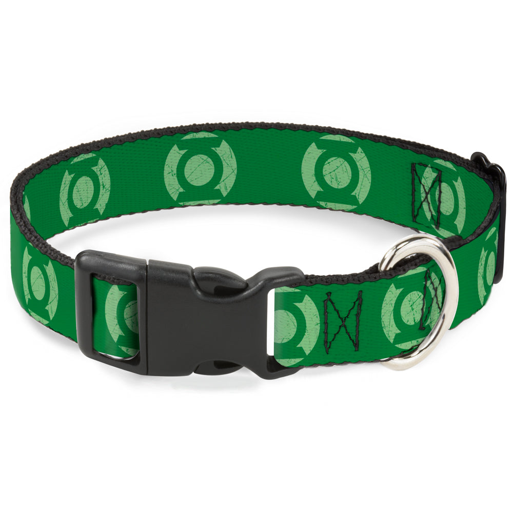 Plastic Clip Collar - Green Lantern Logo Weathered Greens Plastic Clip Collars DC Comics