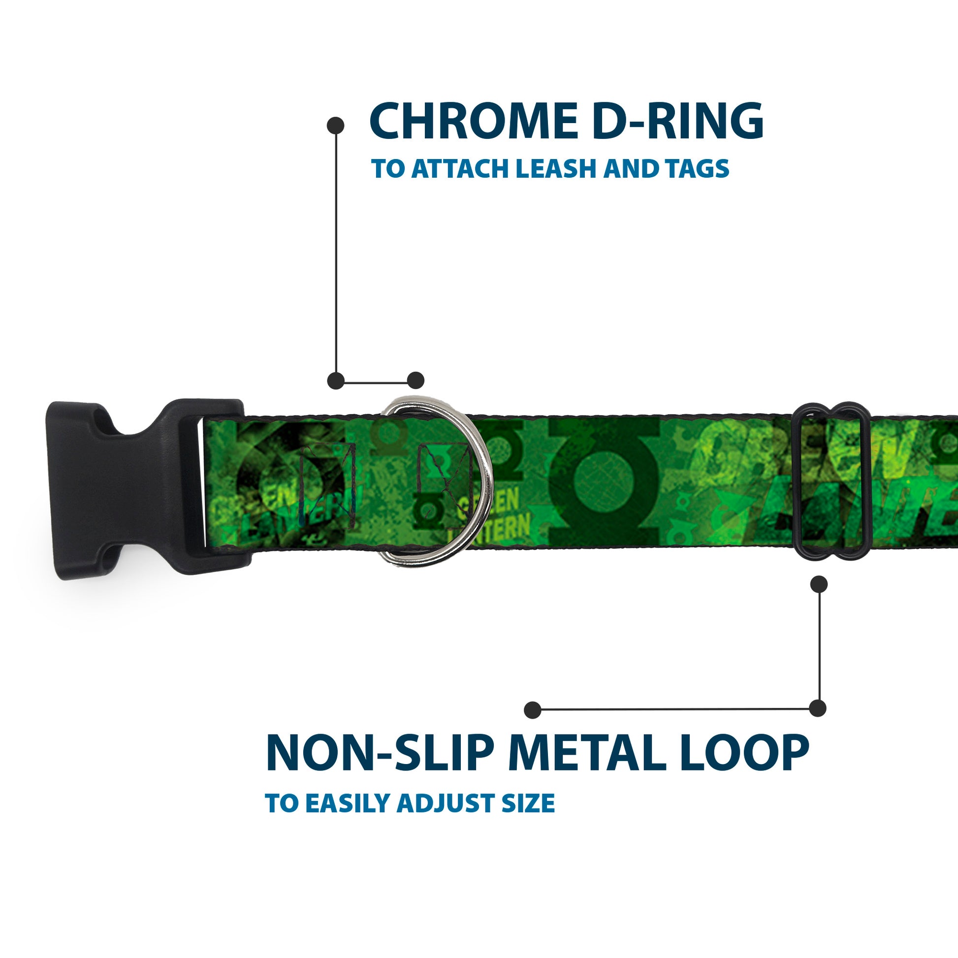 Plastic Clip Collar - GREEN LANTERN/Logo Collage Weathered Greens Plastic Clip Collars DC Comics