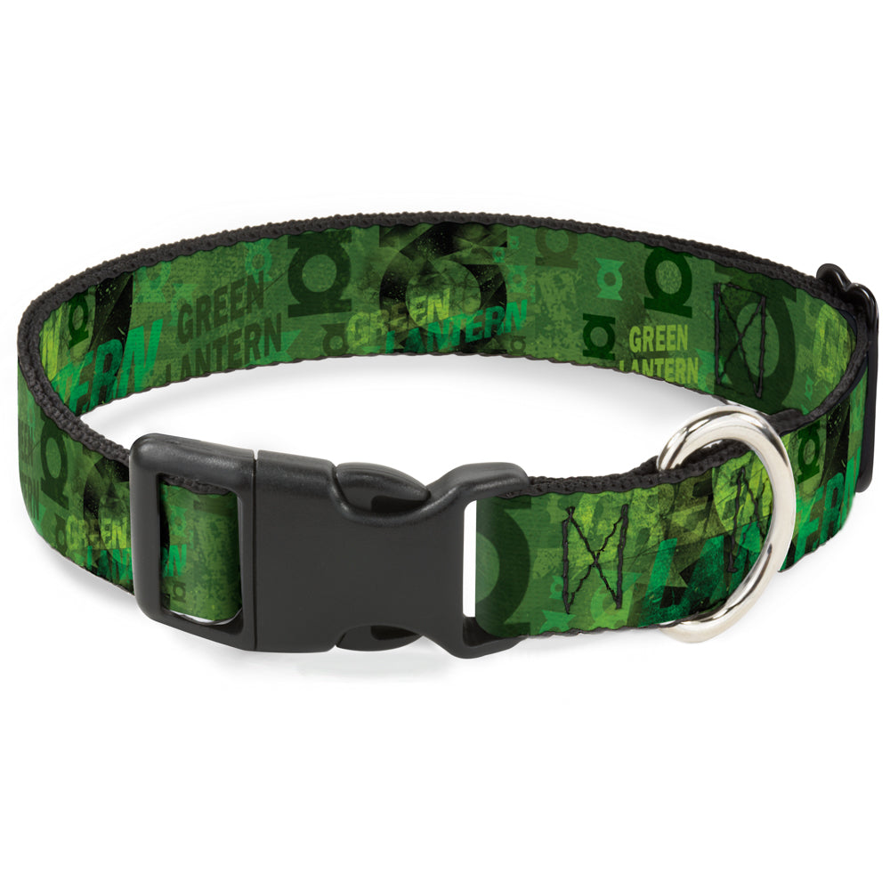 Plastic Clip Collar - GREEN LANTERN/Logo Collage Weathered Greens Plastic Clip Collars DC Comics
