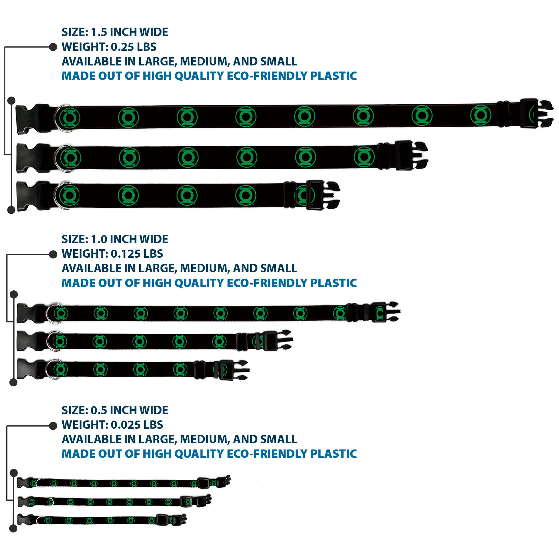 Plastic Clip Collar - DC League of Super-Pets Green Lantern Logo Black/Green Plastic Clip Collars DC Comics