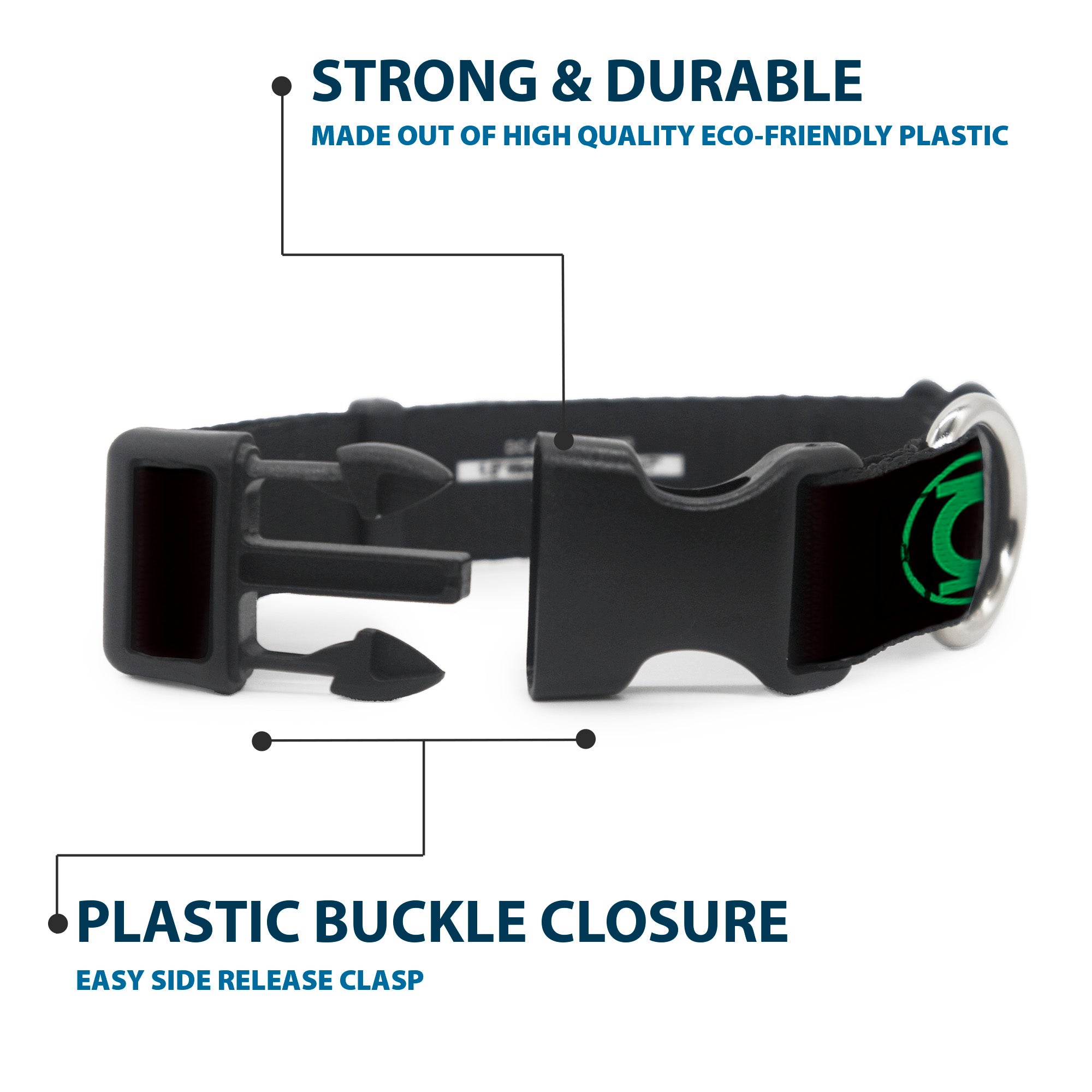 Plastic Clip Collar - DC League of Super-Pets Green Lantern Logo Black/Green Plastic Clip Collars DC Comics