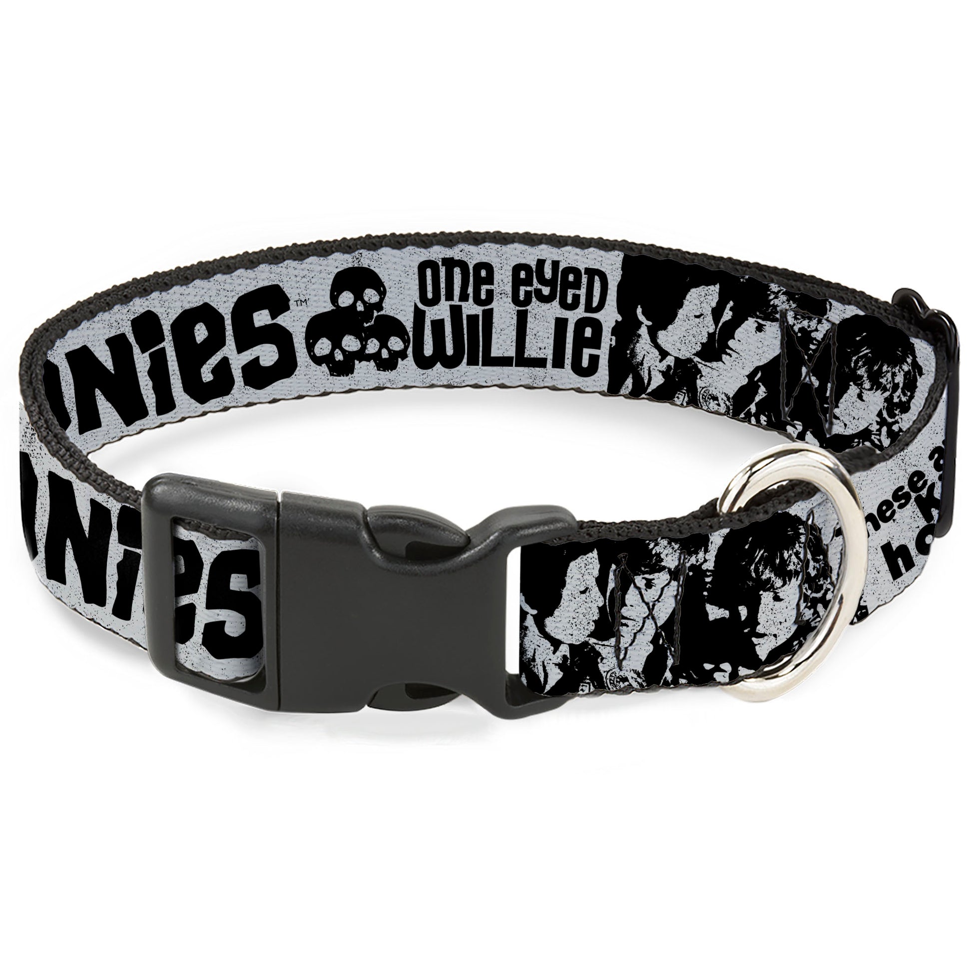Plastic Clip Collar - THE GOONIES Quotes and Icons Collage Gray/Black Plastic Clip Collars The Goonies