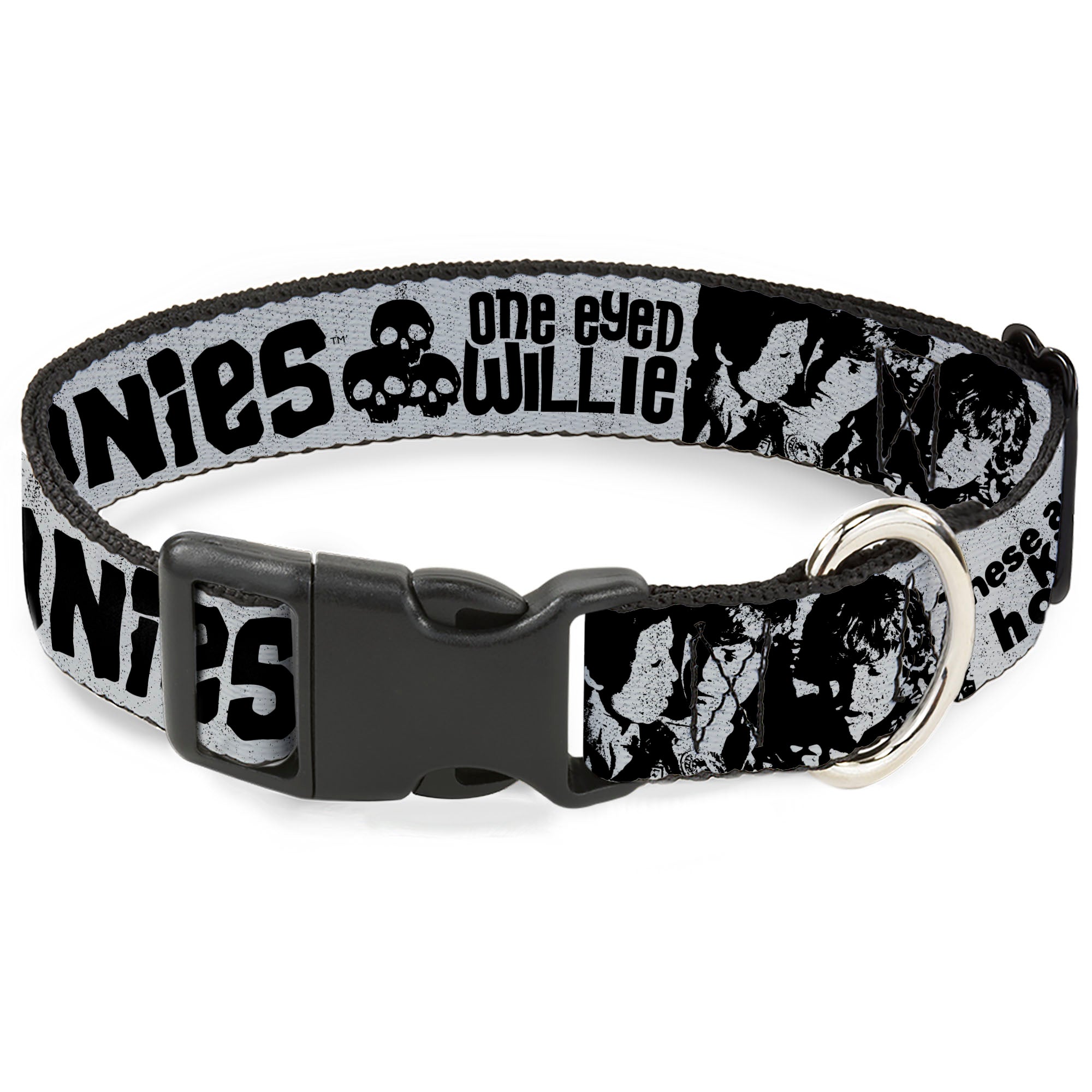 Plastic Clip Collar - THE GOONIES Quotes and Icons Collage Gray/Black Plastic Clip Collars The Goonies