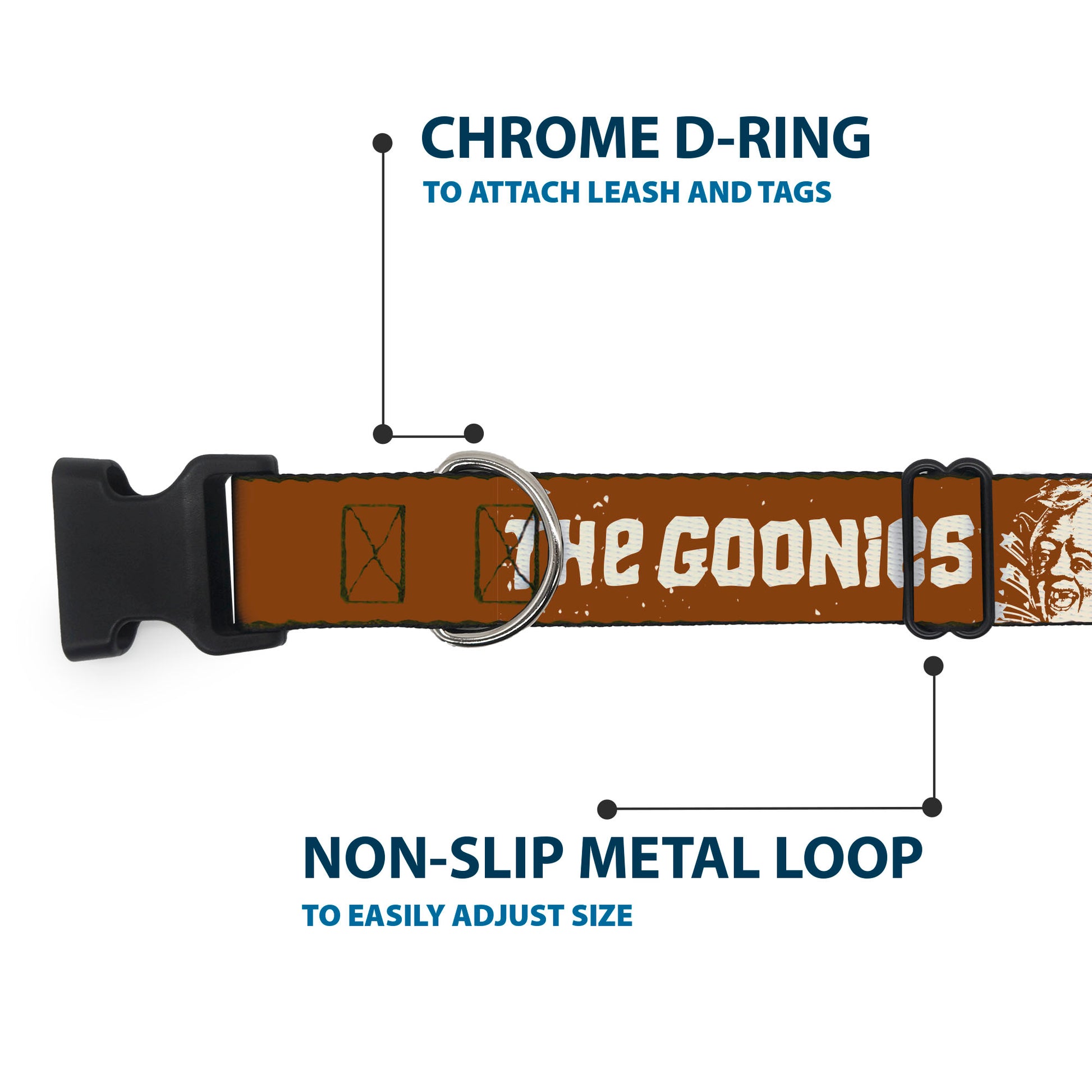 Plastic Clip Collar - THE GOONIES SLOTH LOVE CHUNK Quote and Title Logo Brown/Tan Plastic Clip Collars The Goonies