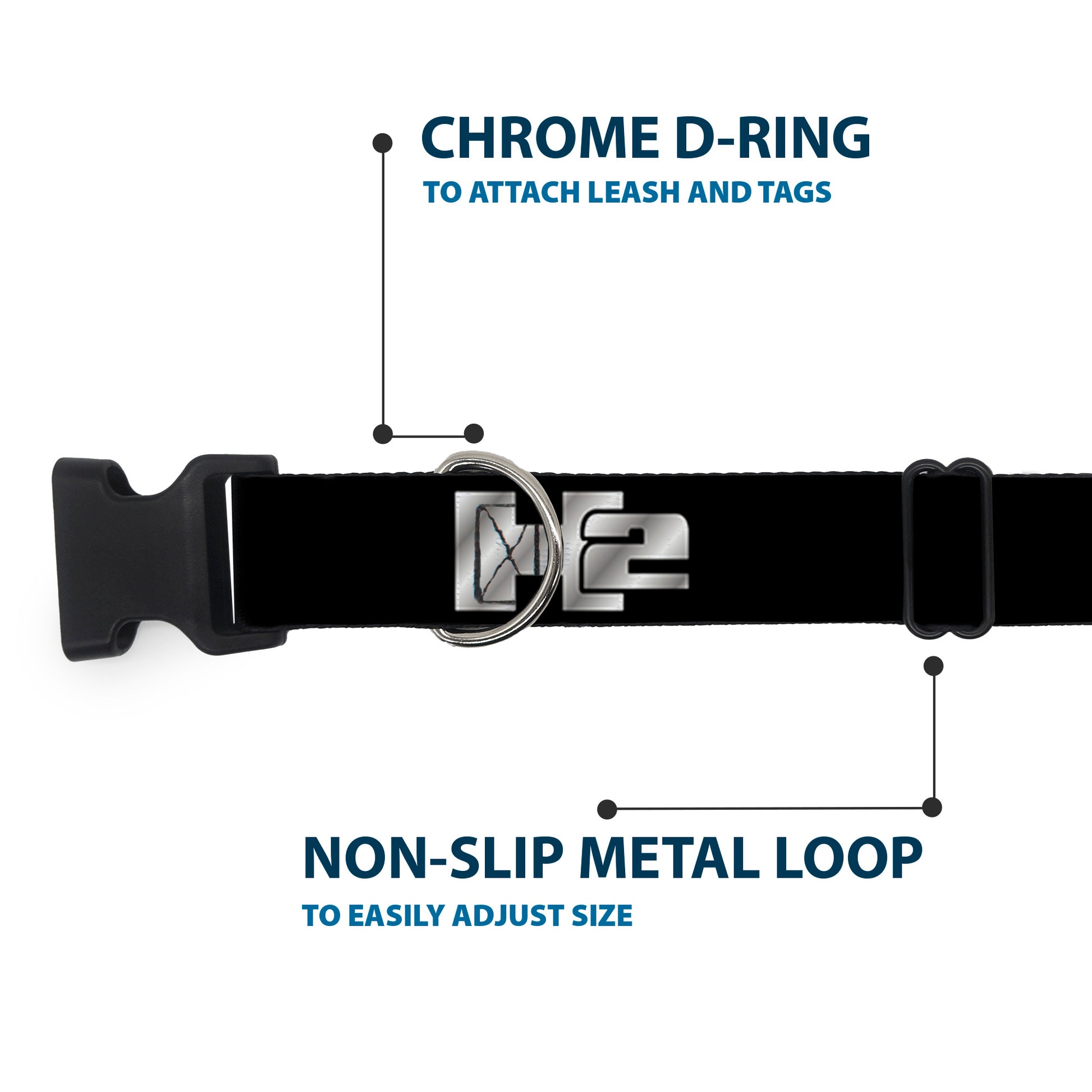 Plastic Clip Collar - H2 Black/Silver Logo REPEAT Plastic Clip Collars GM General Motors