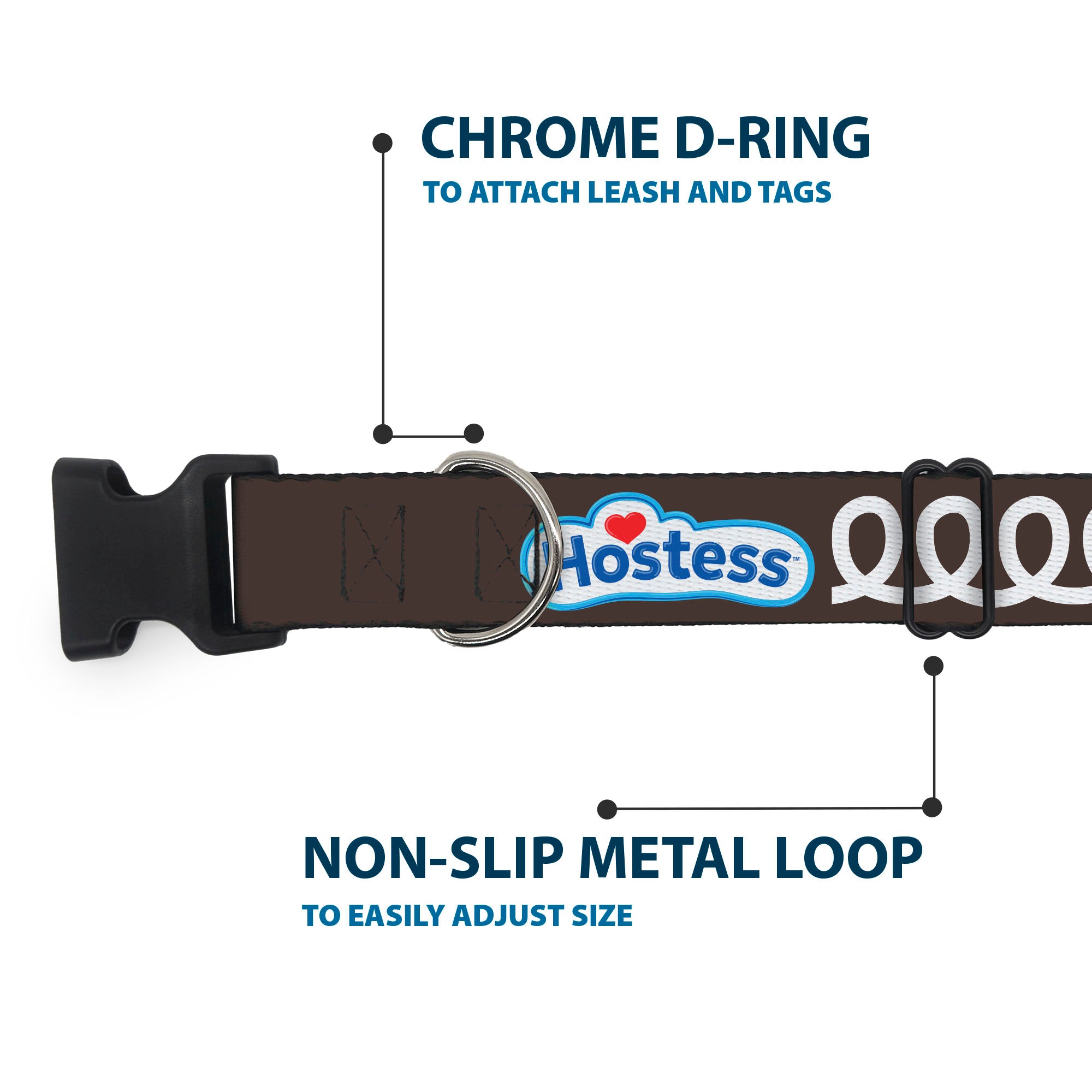 Plastic Clip Collar - Hostess Cupcake Squiggle and Logo Brown/White