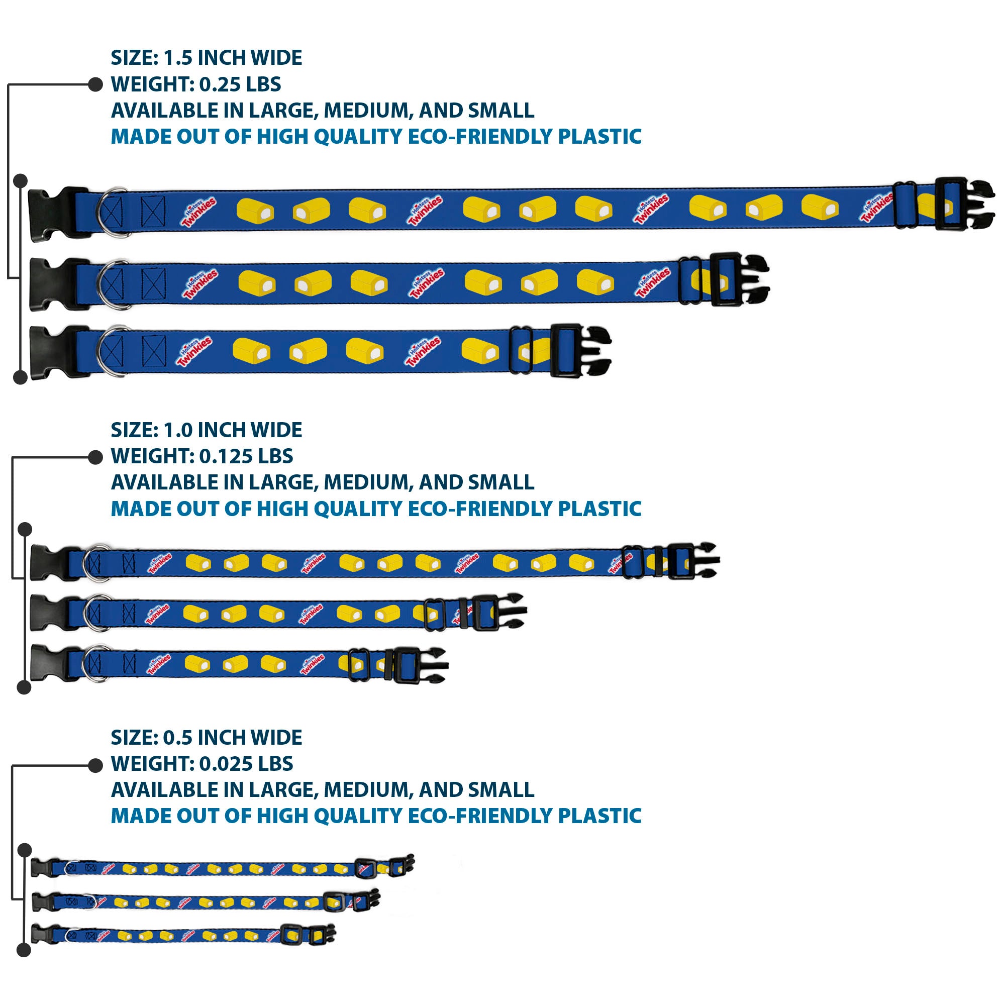 Plastic Clip Collar - Hostess Twinkies Pieces and Logo Blue/Yellow/White