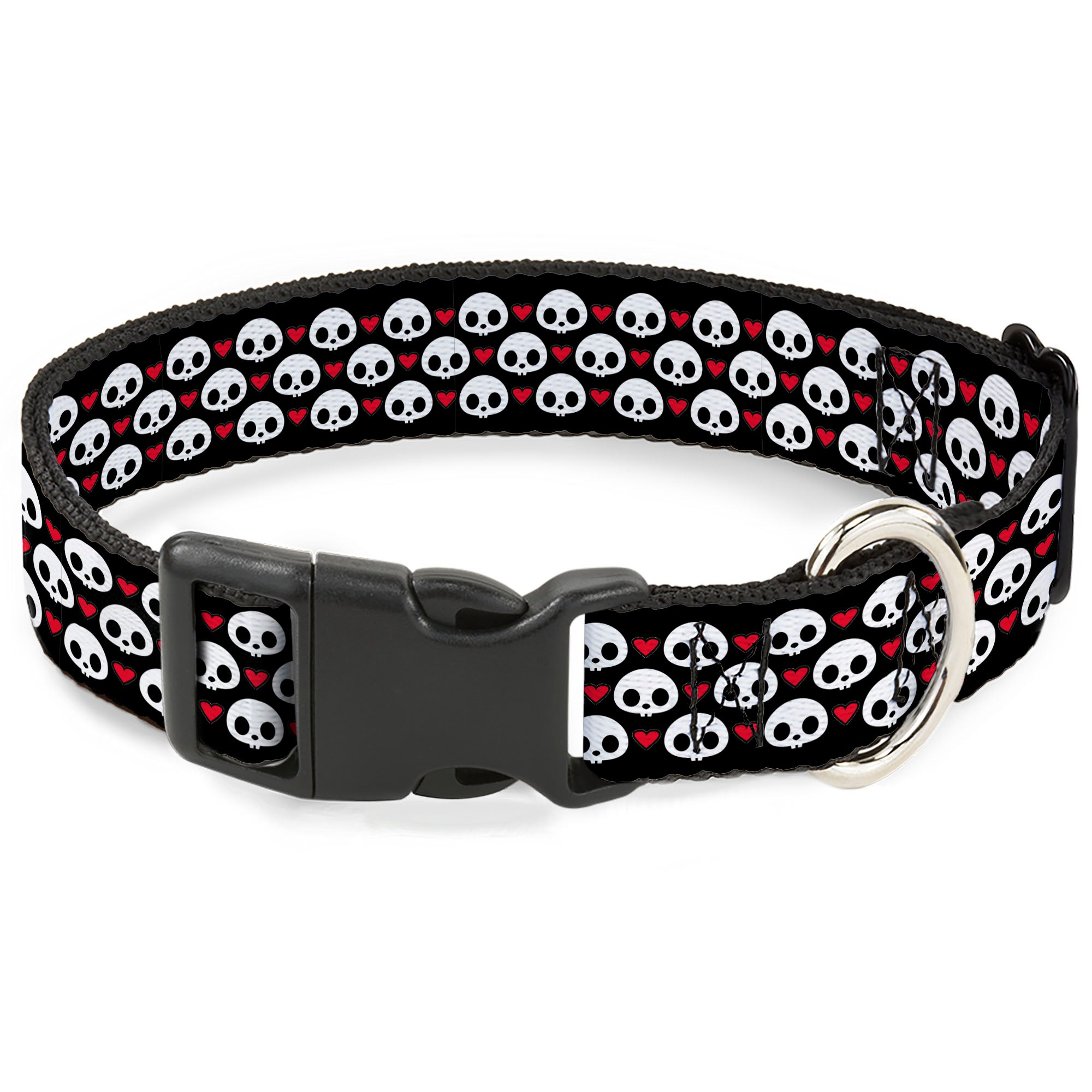 Plastic Clip Collar - Skelanimals Face Logo and Heart Black/White/Red