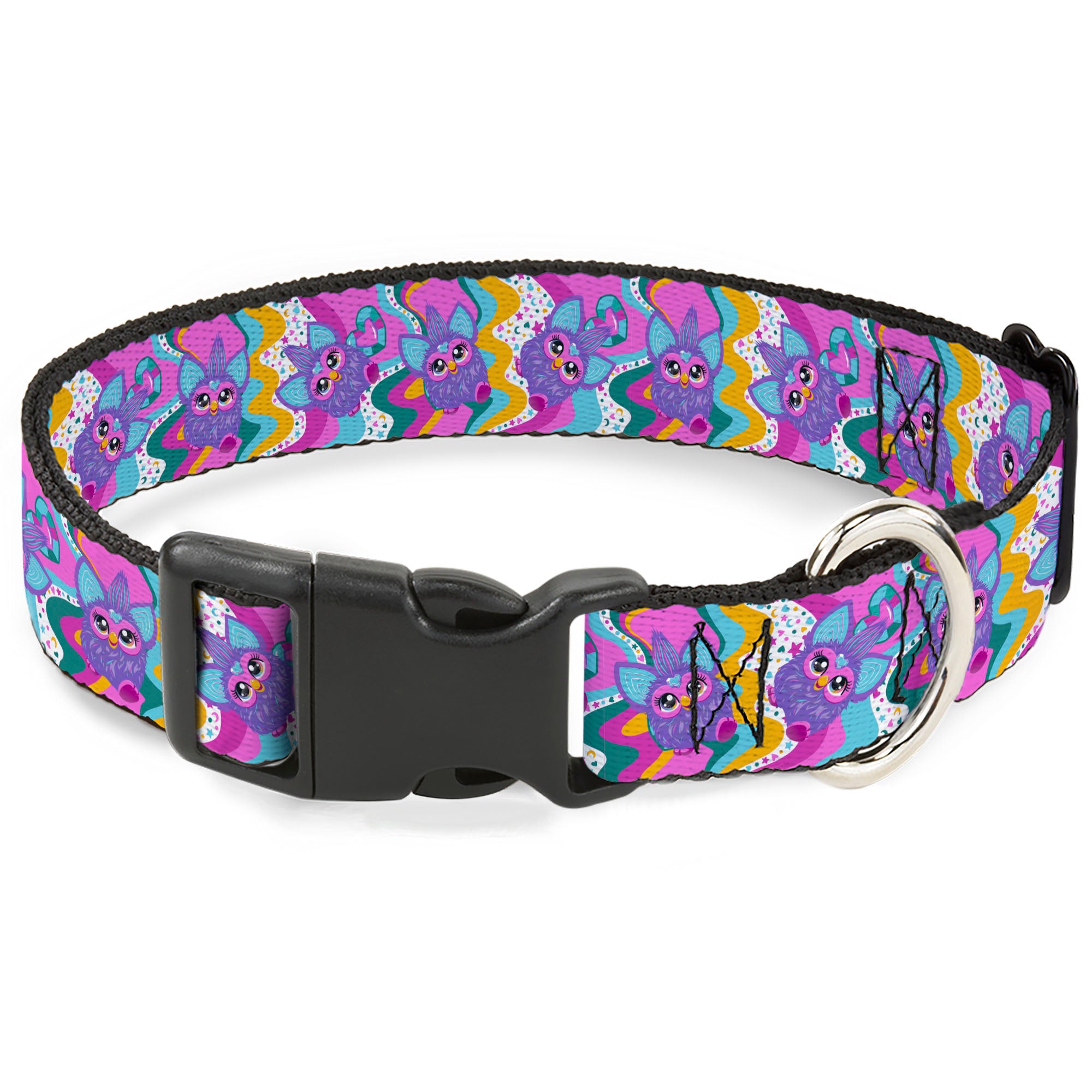 Plastic Clip Collar - Furby Purple Dancing Pose Collage Multi Color