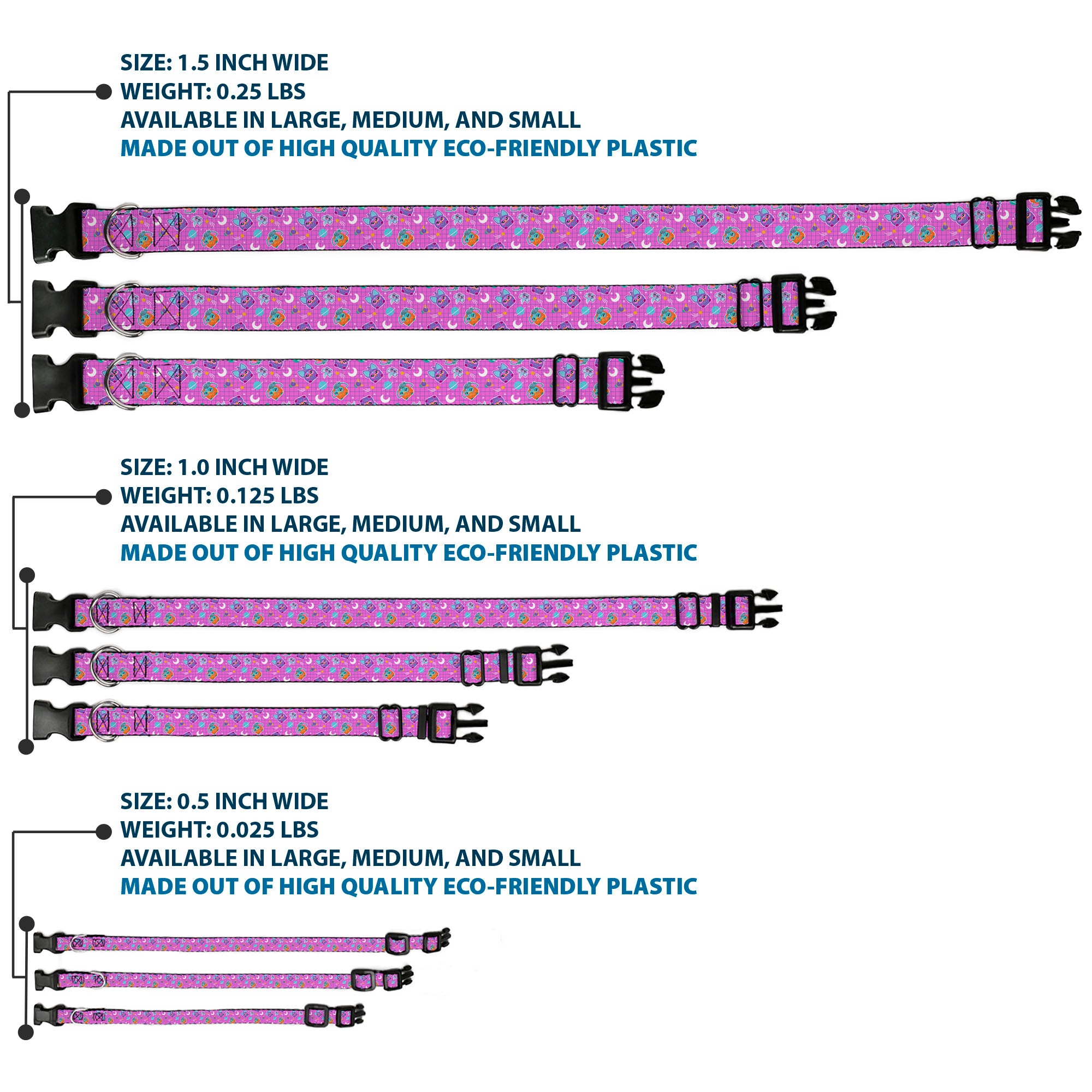 Plastic Clip Collar - Furby and Furblets Galaxy Grid Collage Pink/Purple Plastic Clip Collars Furby