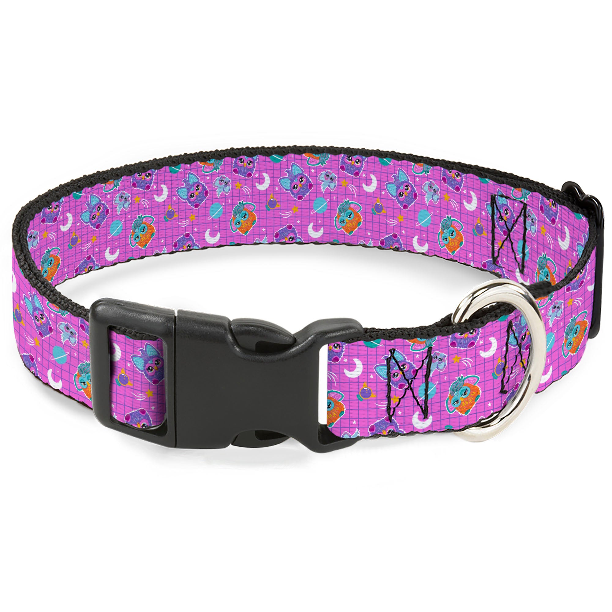 Plastic Clip Collar - Furby and Furblets Galaxy Grid Collage Pink/Purple